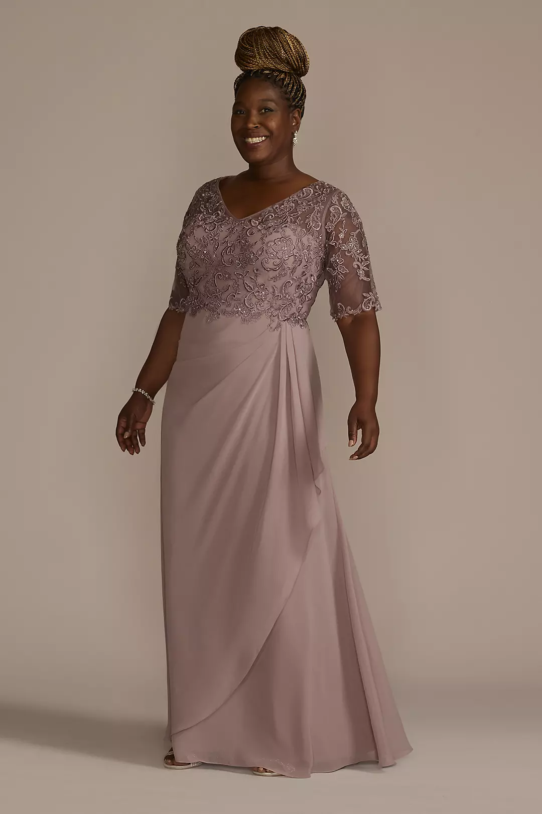Chiffon and Lace Empire Waist Gown - Image 8