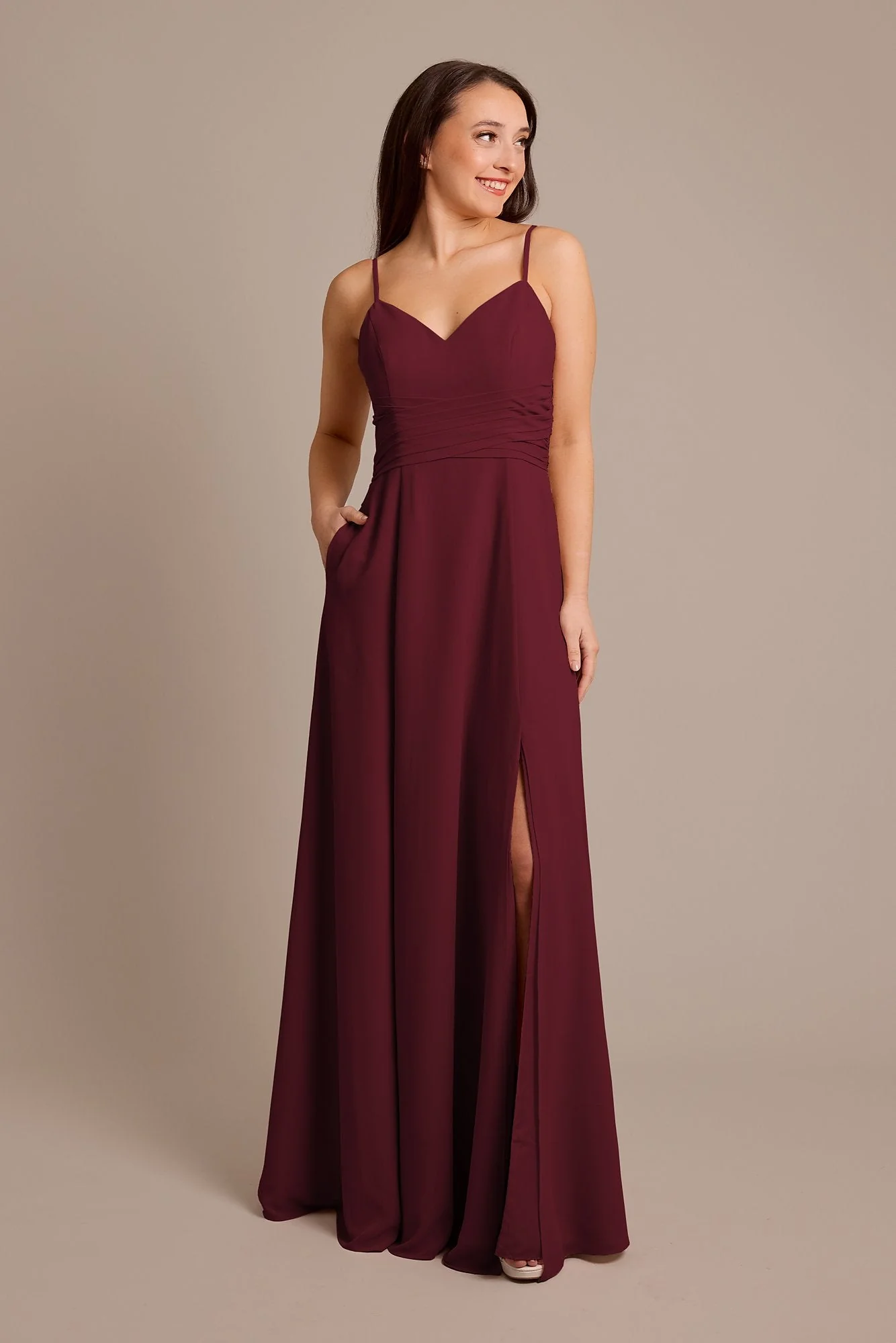 Chiffon Back Tie A-Line Dress - Image 64