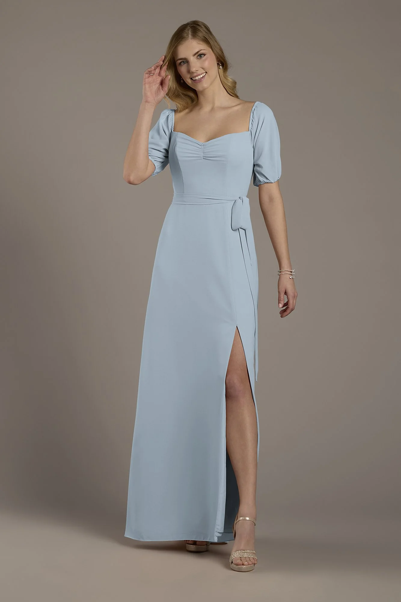 Chiffon Billow Sleeve Off-the-Shoulder Dress