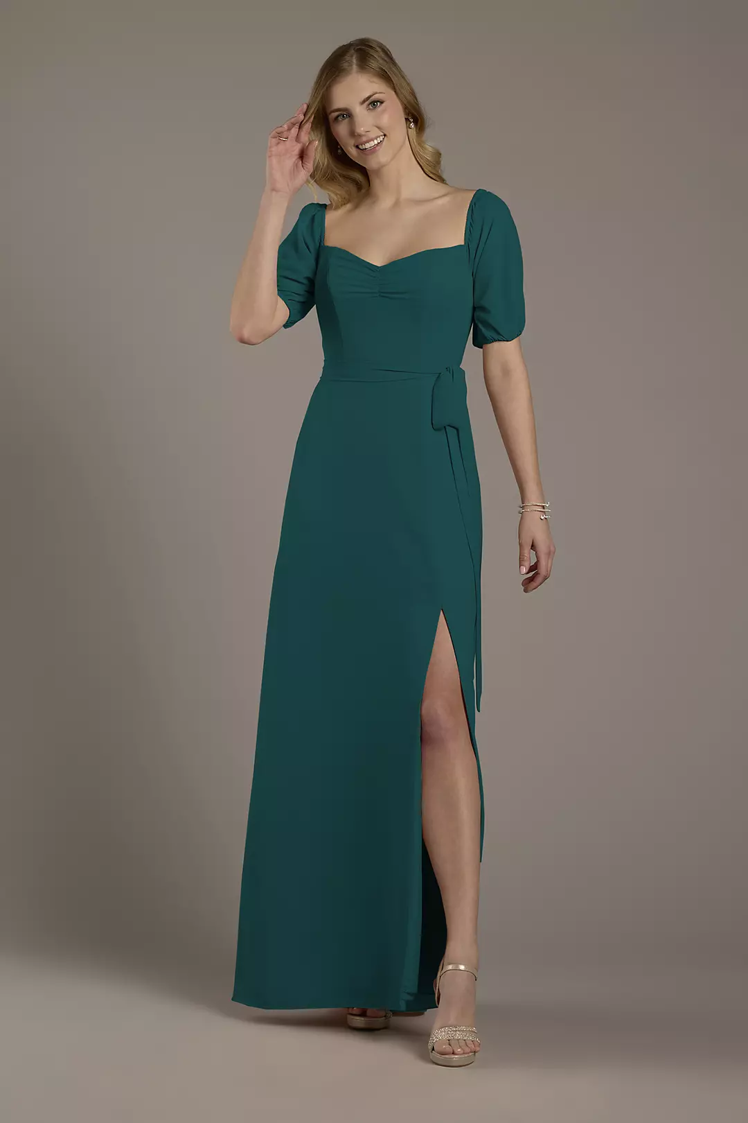 Chiffon Billow Sleeve Off-the-Shoulder Dress - Image 127