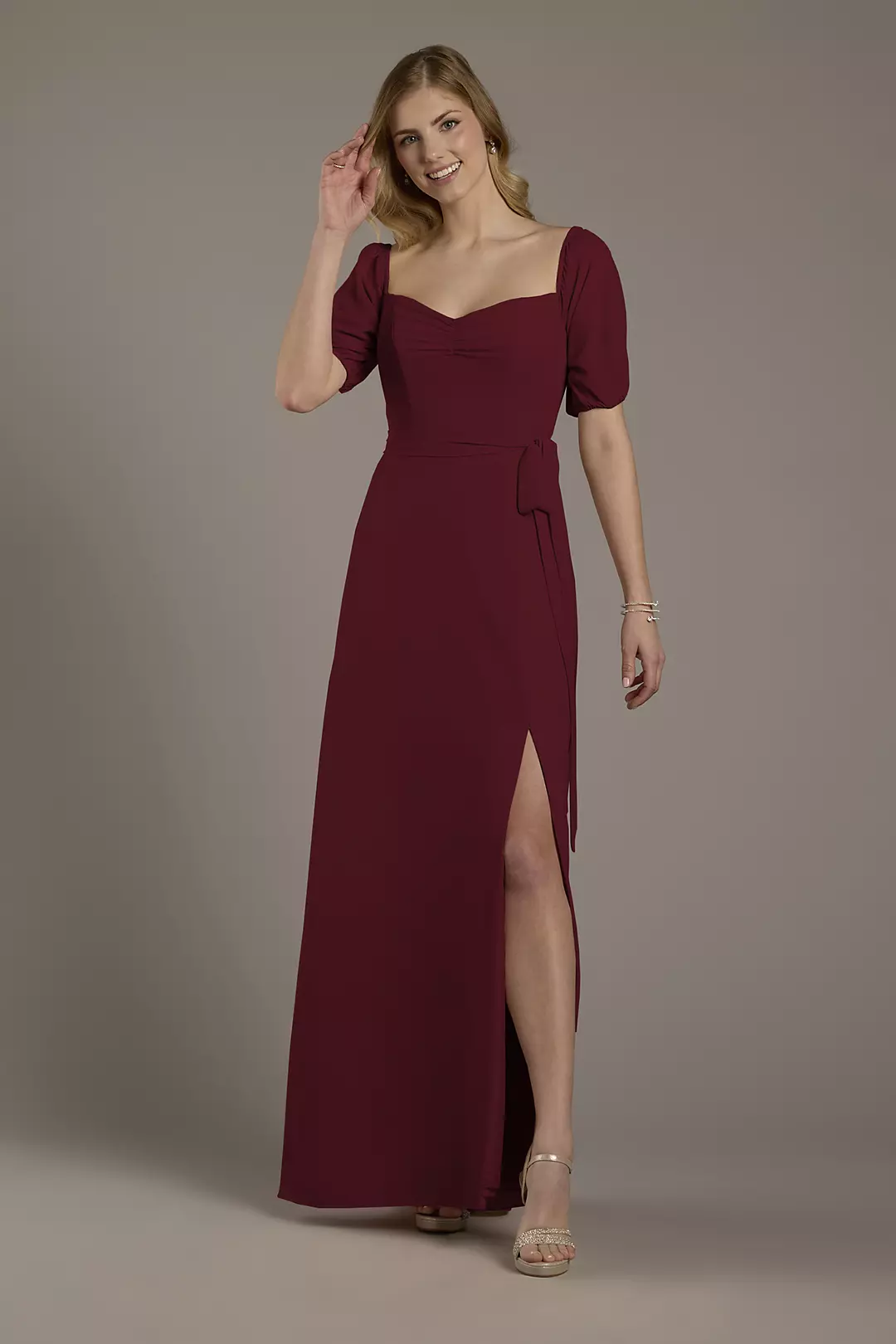 Chiffon Billow Sleeve Off-the-Shoulder Dress - Image 129