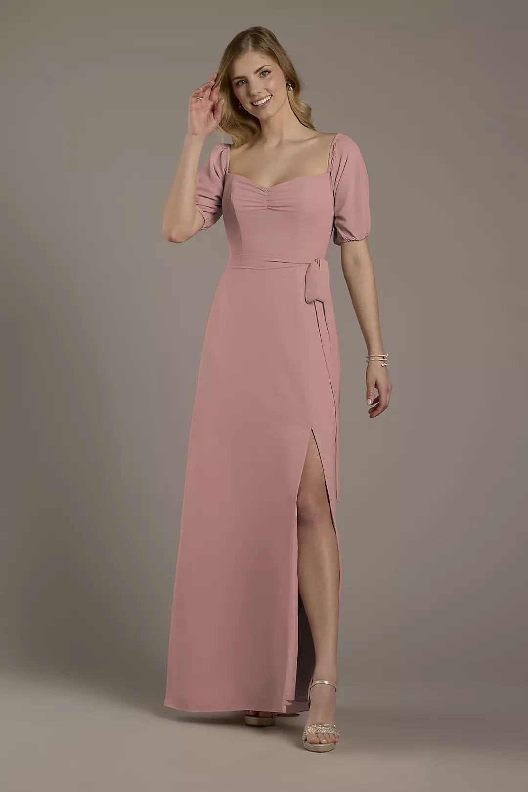 Chiffon Billow Sleeve Off-the-Shoulder Dress - Image 144