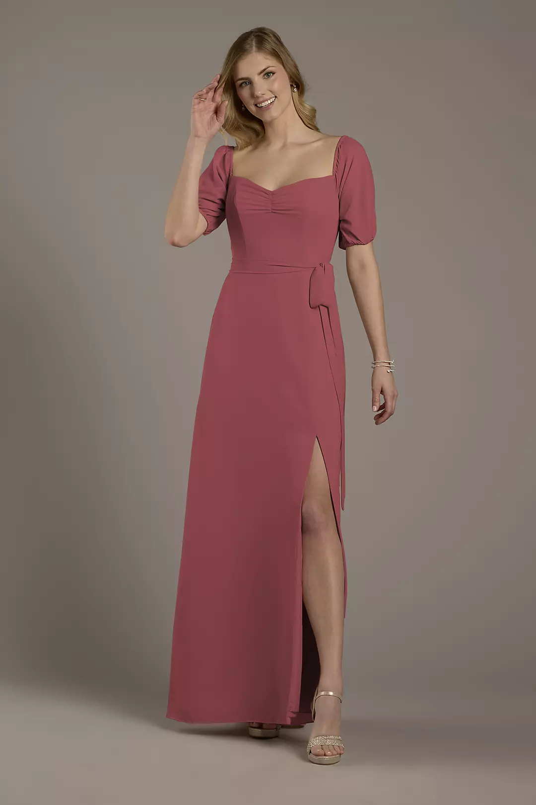 Chiffon Billow Sleeve Off-the-Shoulder Dress - Image 145