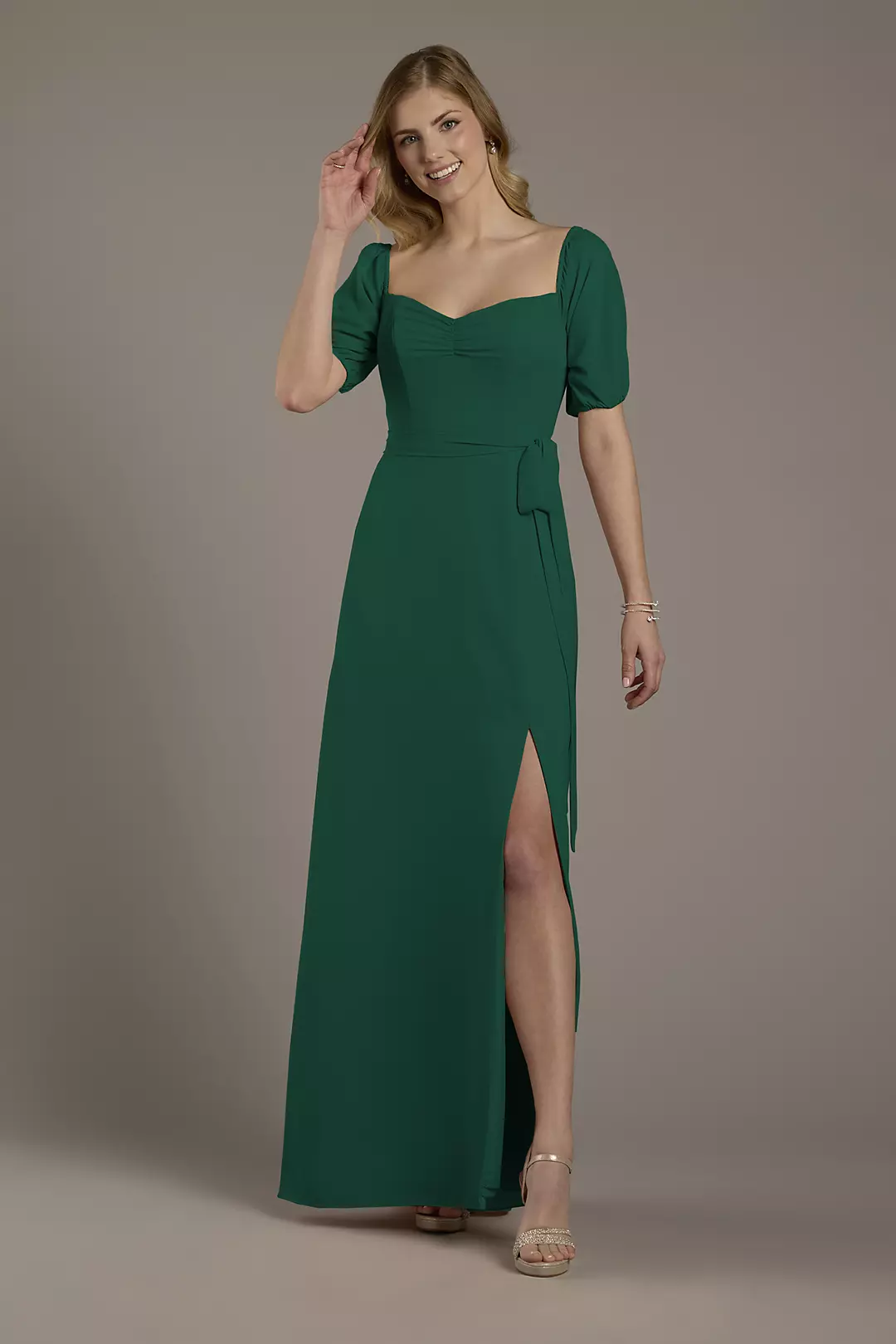 Chiffon Billow Sleeve Off-the-Shoulder Dress - Image 67