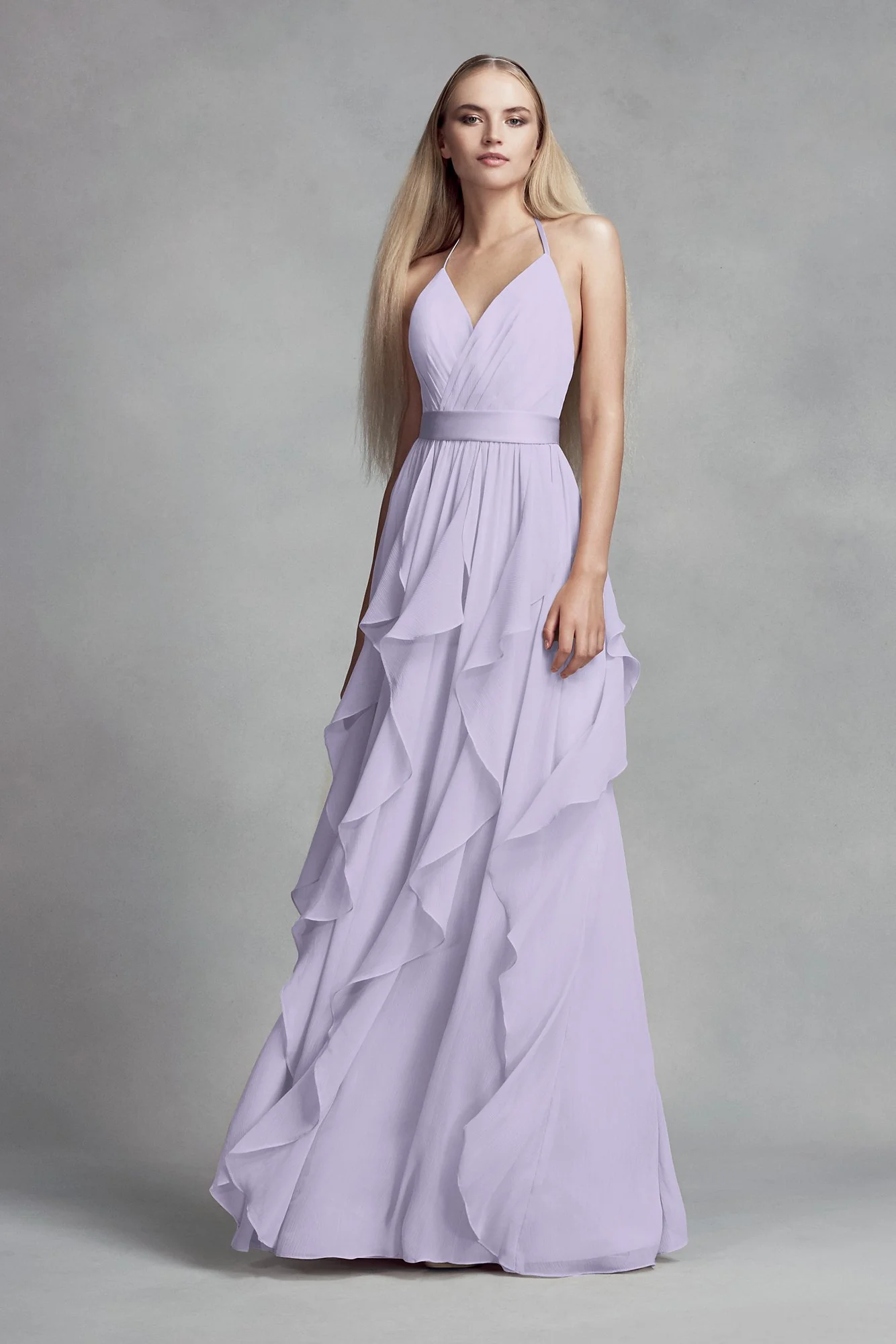 Chiffon Bridesmaid Dress with Cascading Skirt - Image 2