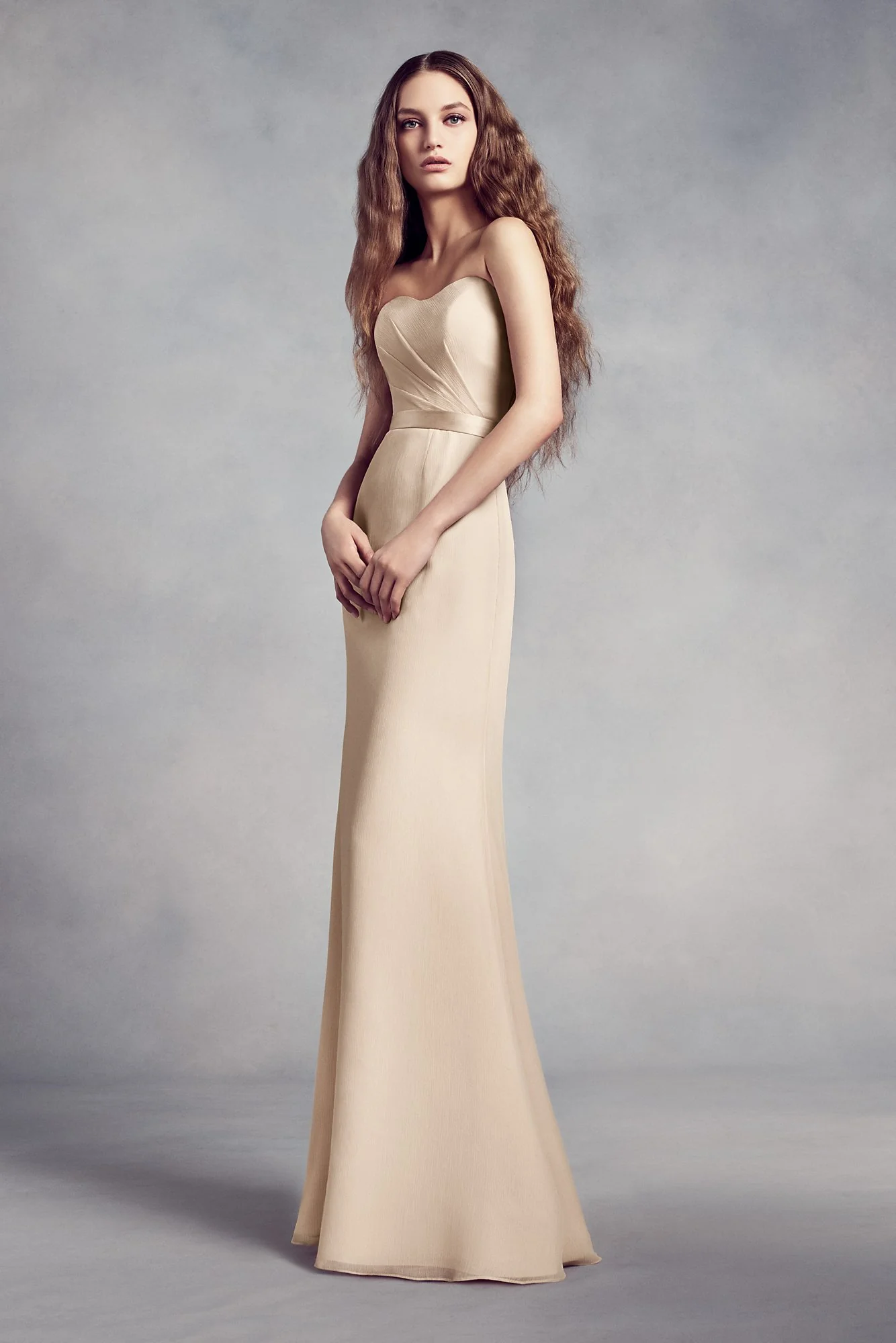 Chiffon Bridesmaid Gown with Lace Back and Inset - Image 10