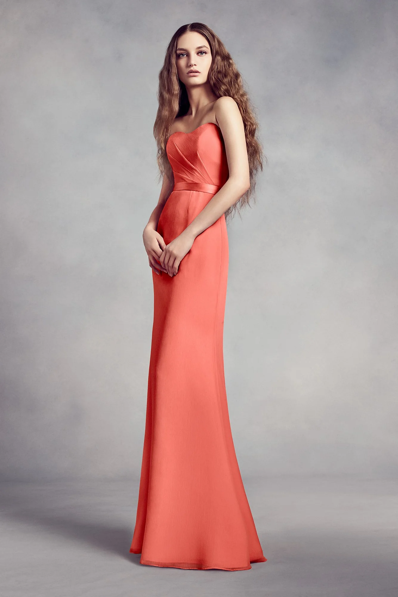 Chiffon Bridesmaid Gown with Lace Back and Inset - Image 12