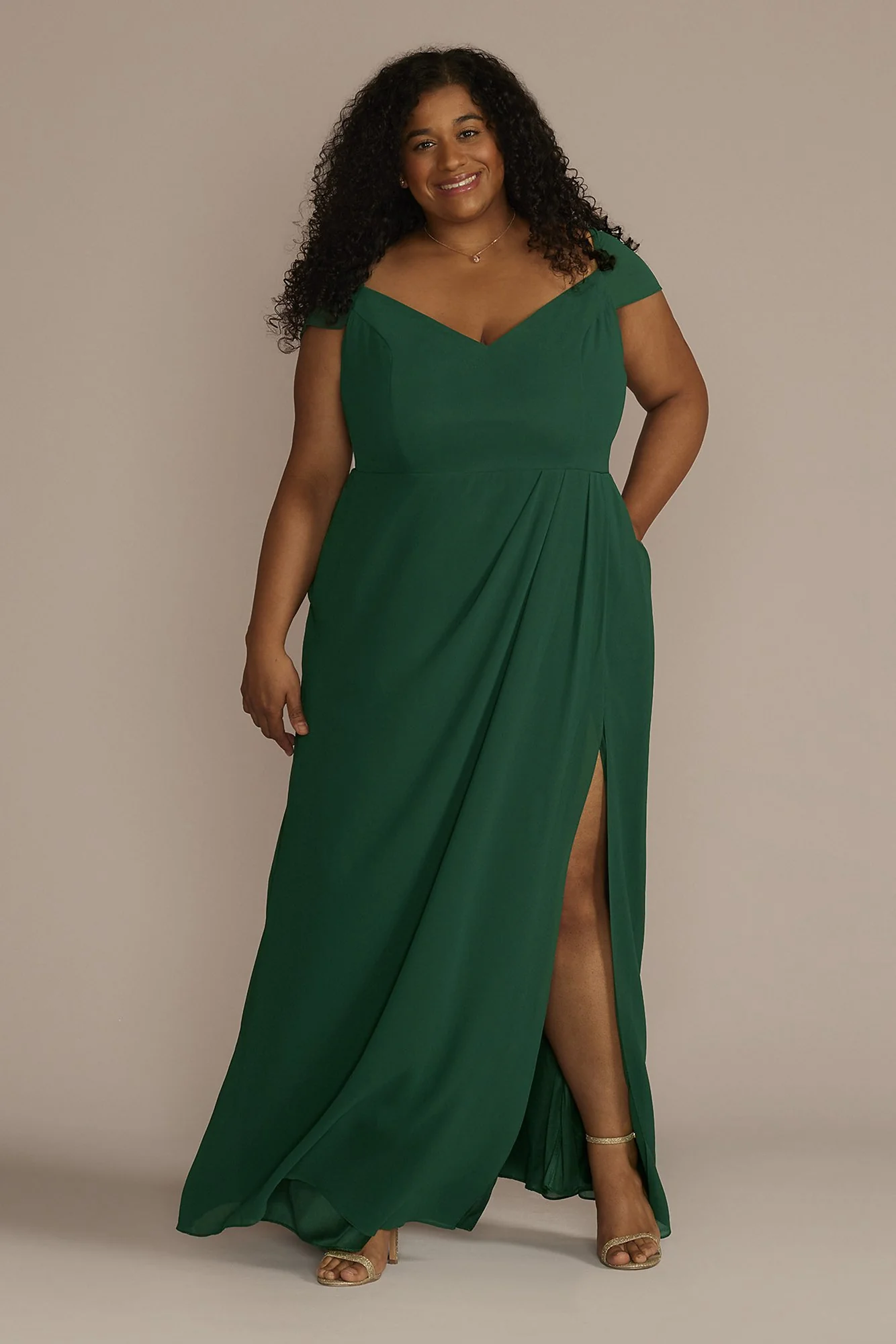 Chiffon Cap Sleeve Tie Back Bridesmaid Dress - Image 35