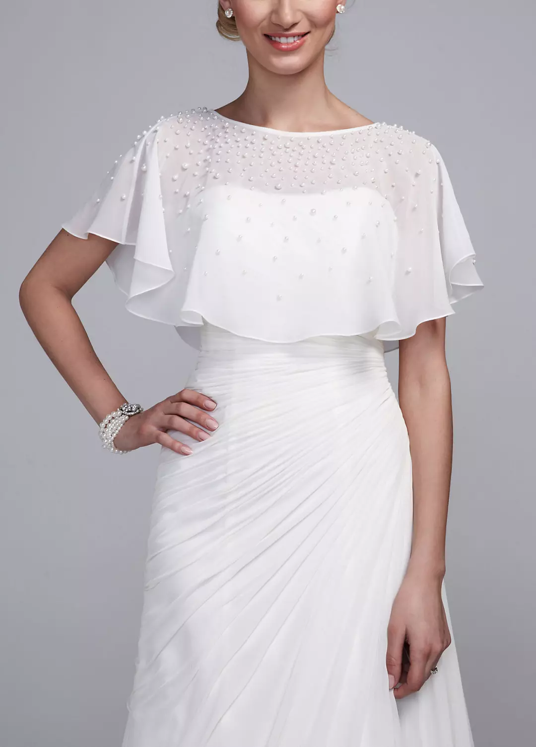 Chiffon Cape with Pearl Embellishment - Image 2
