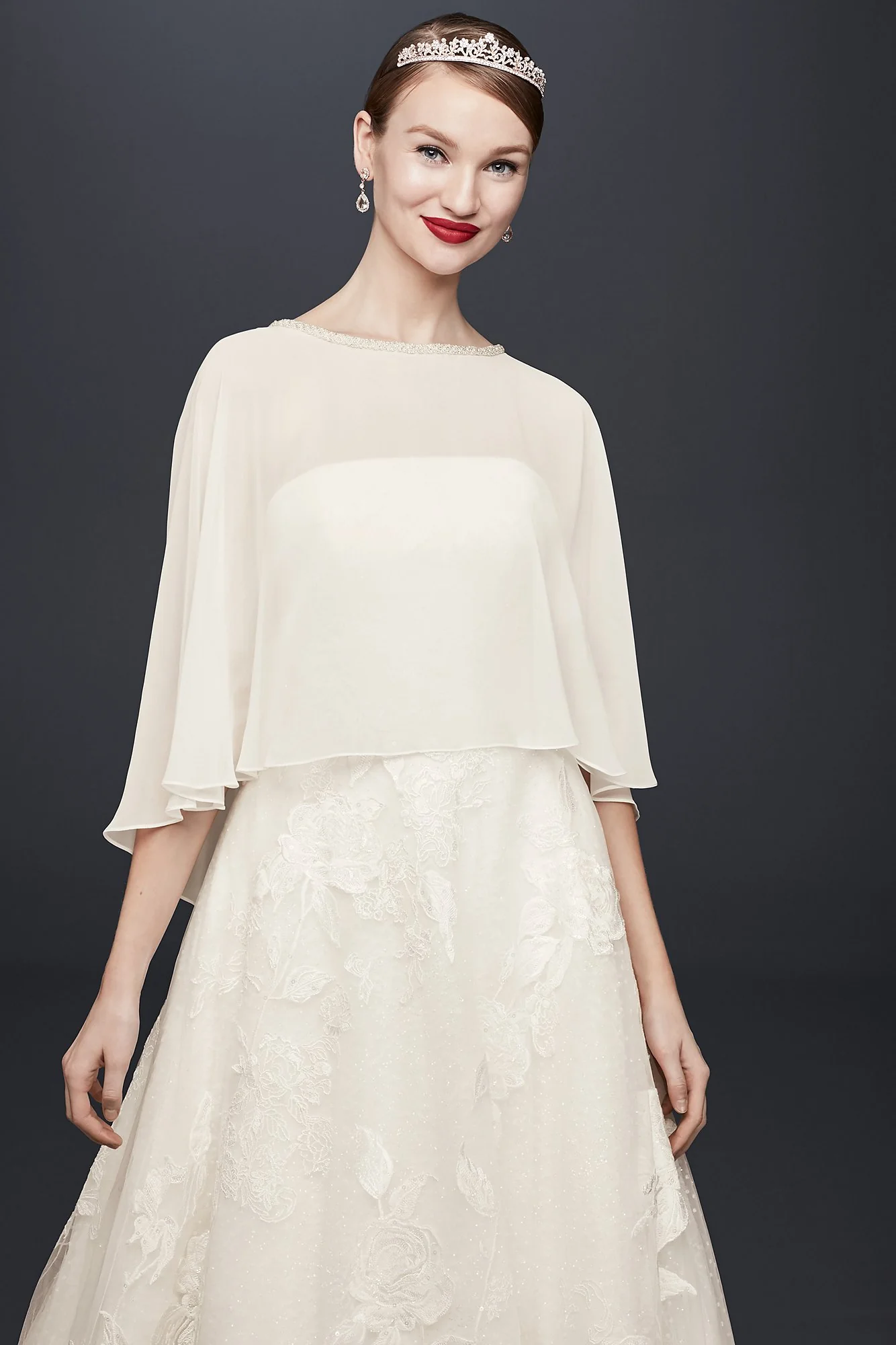 Chiffon Capelet with Beaded Neckline