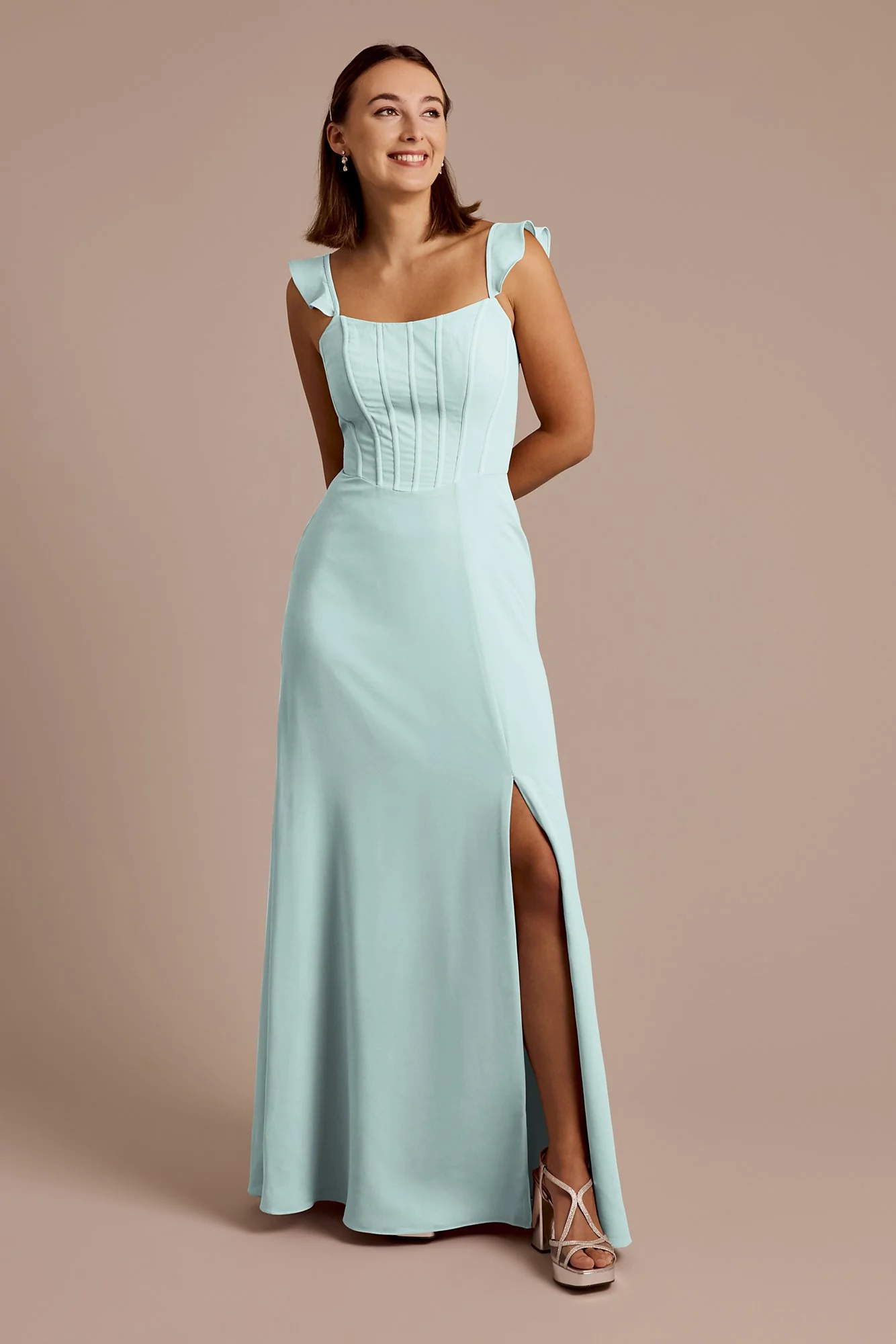 Chiffon Corset Dress with Flutter Sleeves - Image 17