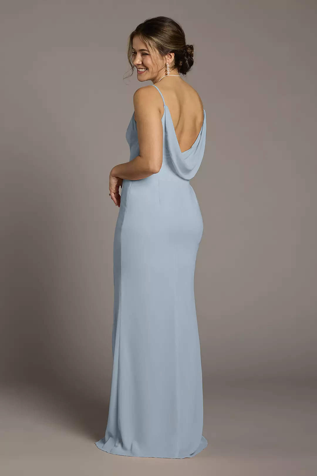 Chiffon Cowl Back V-Neck Sheath Dress - Image 9