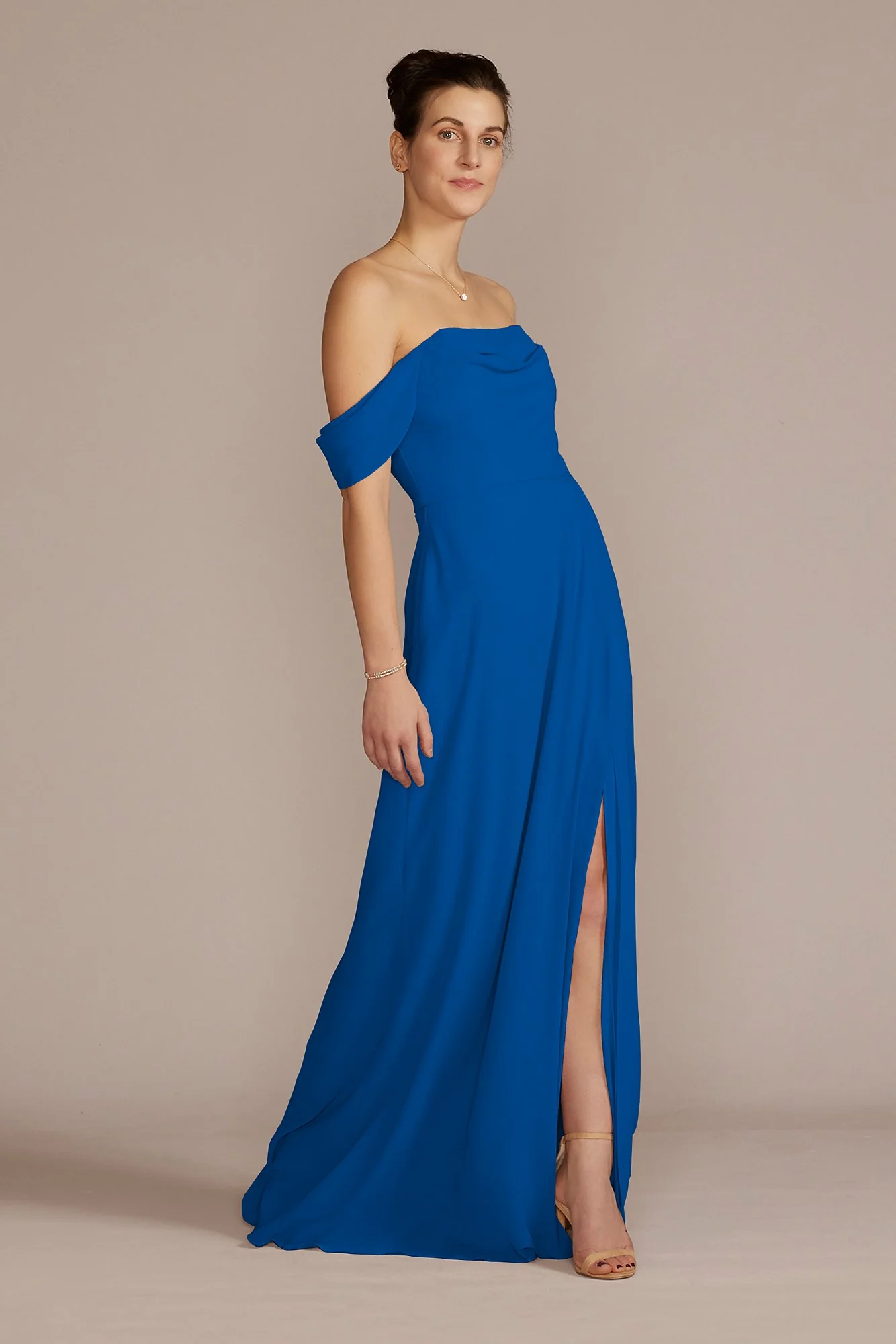 Chiffon Cowl Off-the Shoulder Dress - Image 19