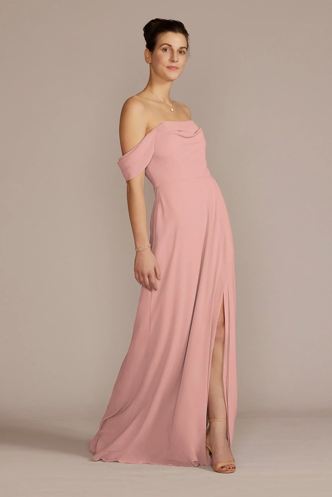 Chiffon Cowl Off-the Shoulder Dress - Image 2