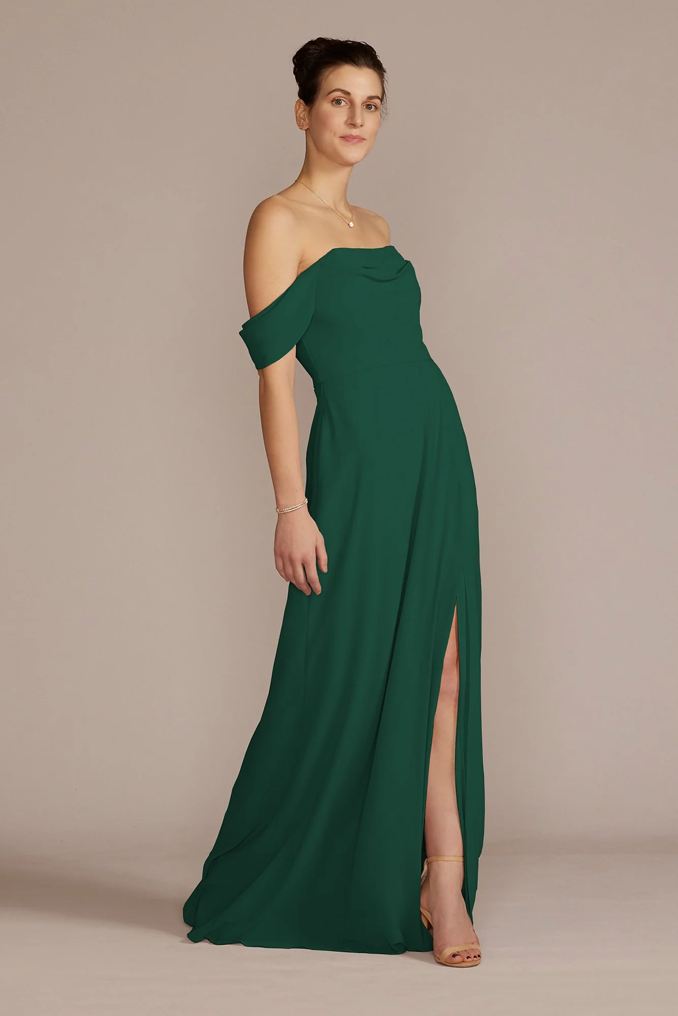 Chiffon Cowl Off-the Shoulder Dress - Image 21