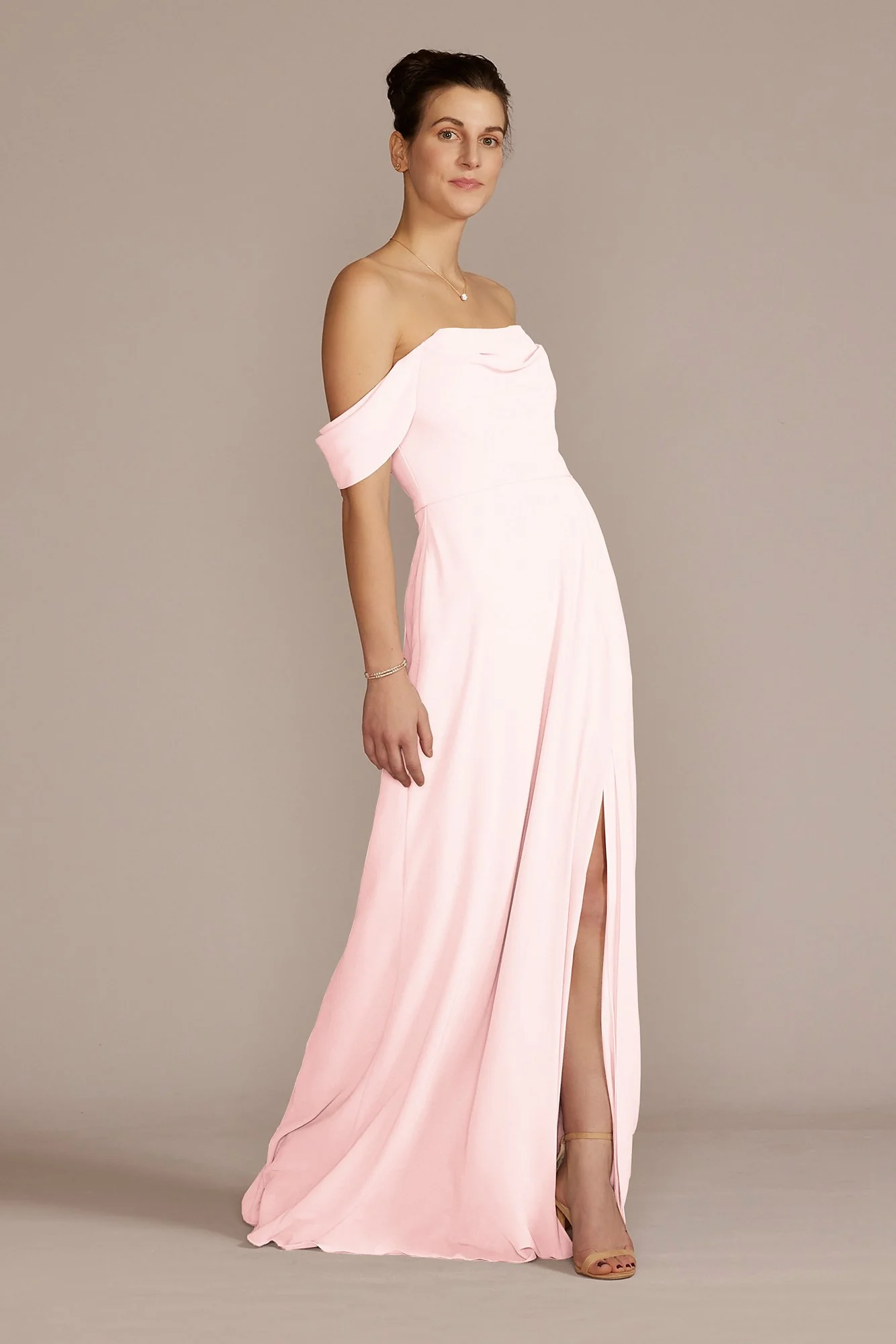 Chiffon Cowl Off-the Shoulder Dress - Image 22