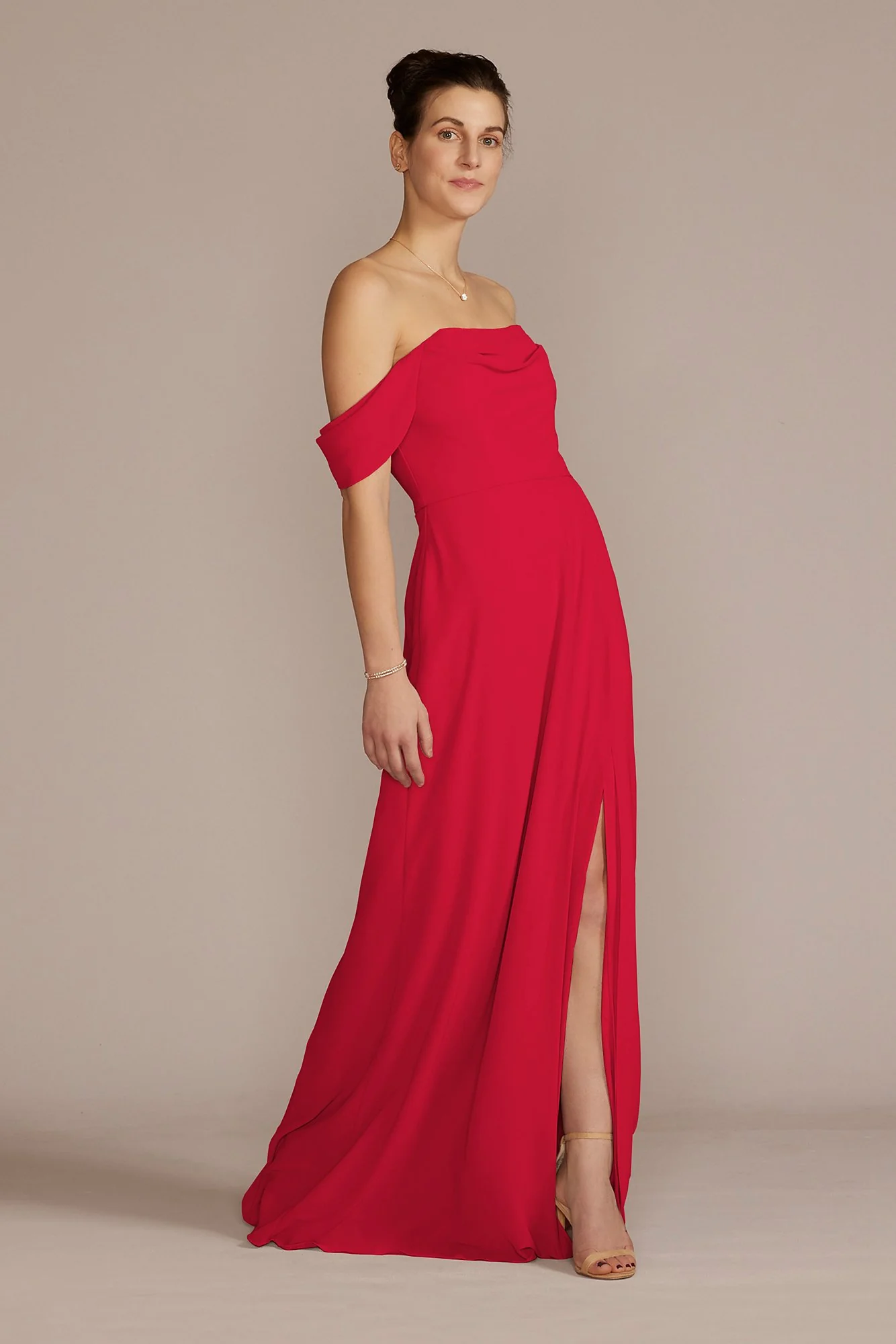Chiffon Cowl Off-the Shoulder Dress - Image 23