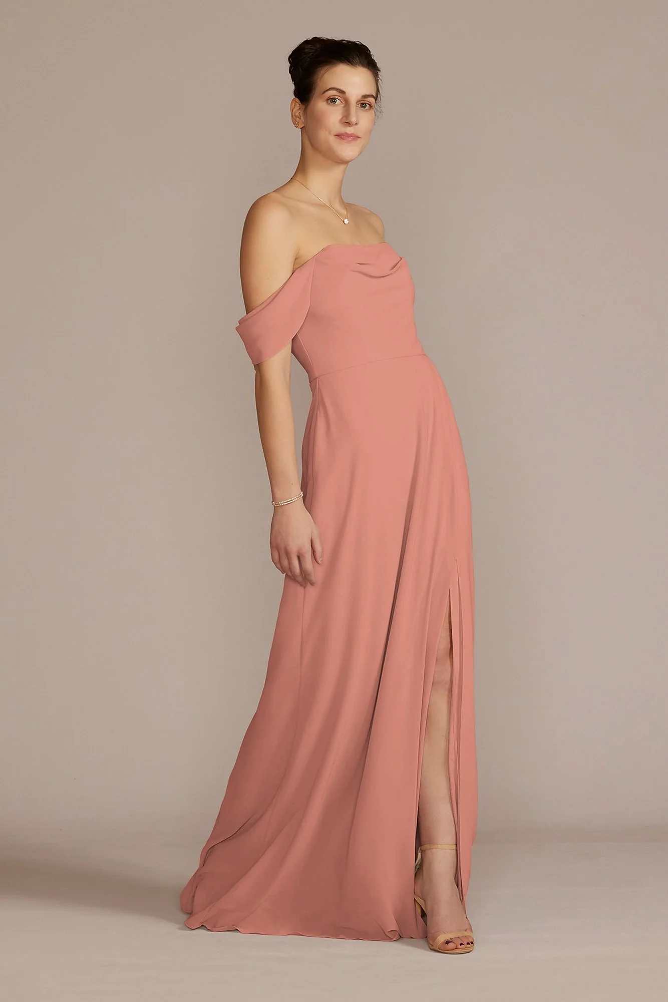 Chiffon Cowl Off-the Shoulder Dress - Image 31