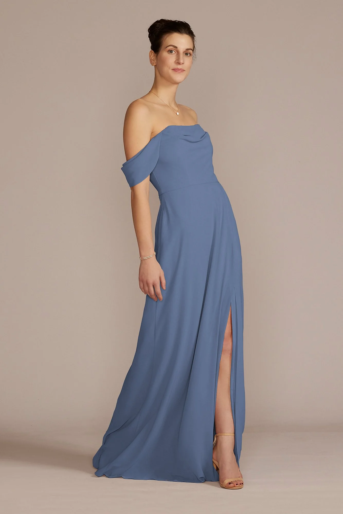 Chiffon Cowl Off-the Shoulder Dress - Image 39
