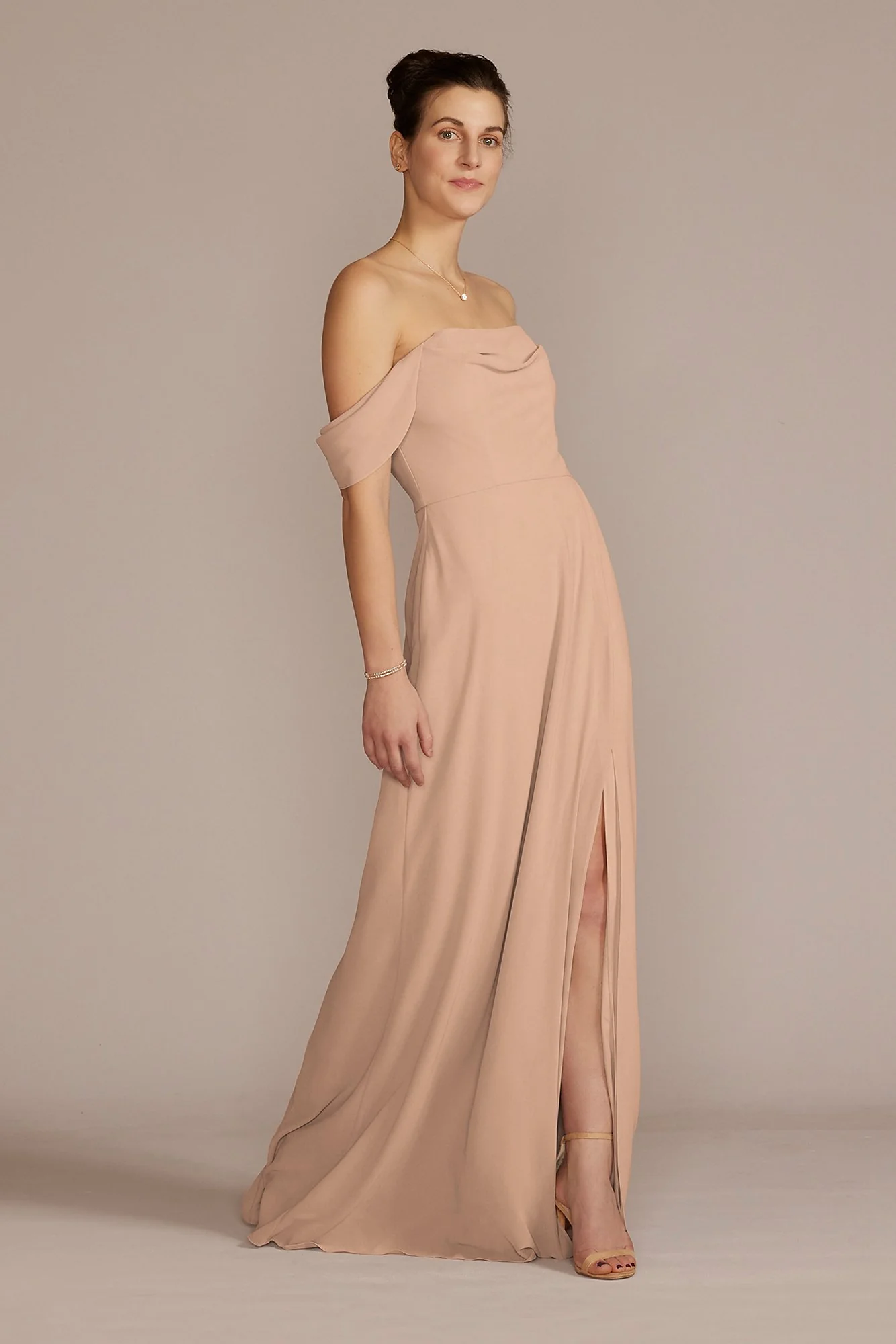 Chiffon Cowl Off-the Shoulder Dress - Image 9