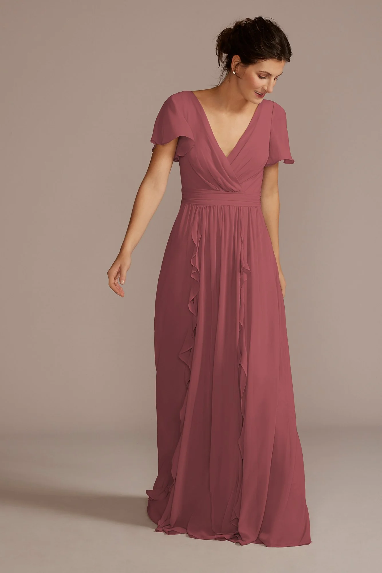Chiffon Flutter Sleeve Ruffle Dress - Image 12