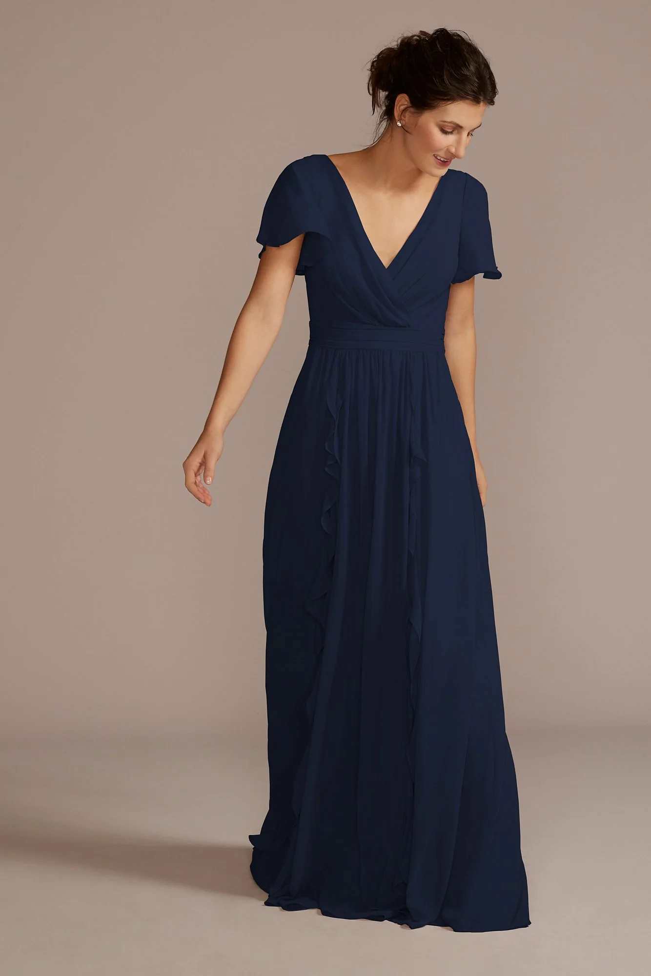 Chiffon Flutter Sleeve Ruffle Dress - Image 13