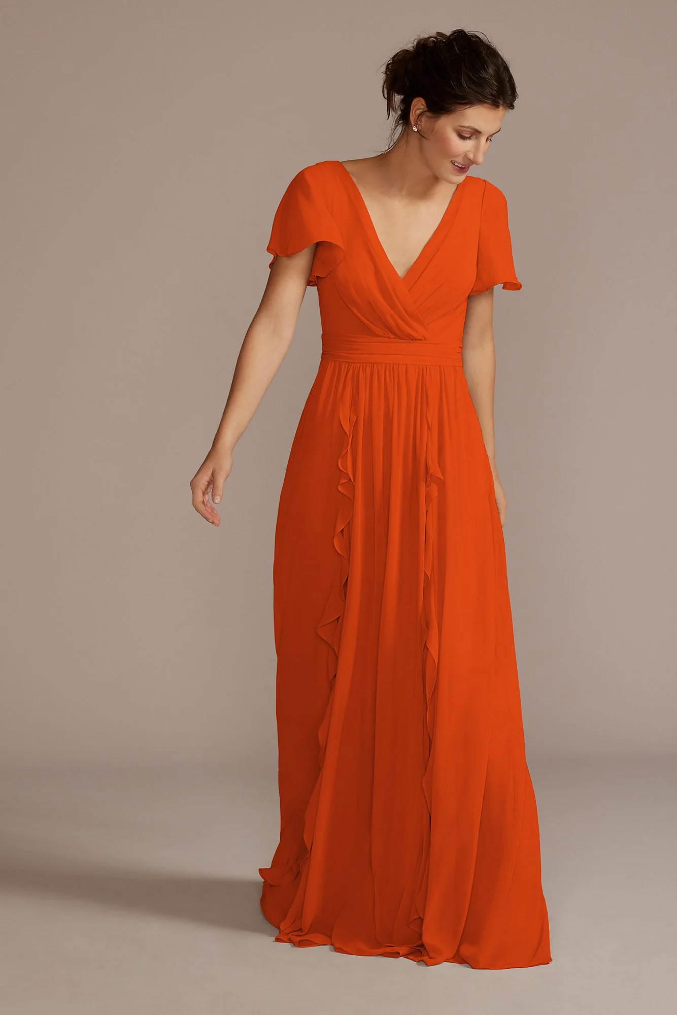 Chiffon Flutter Sleeve Ruffle Dress - Image 17