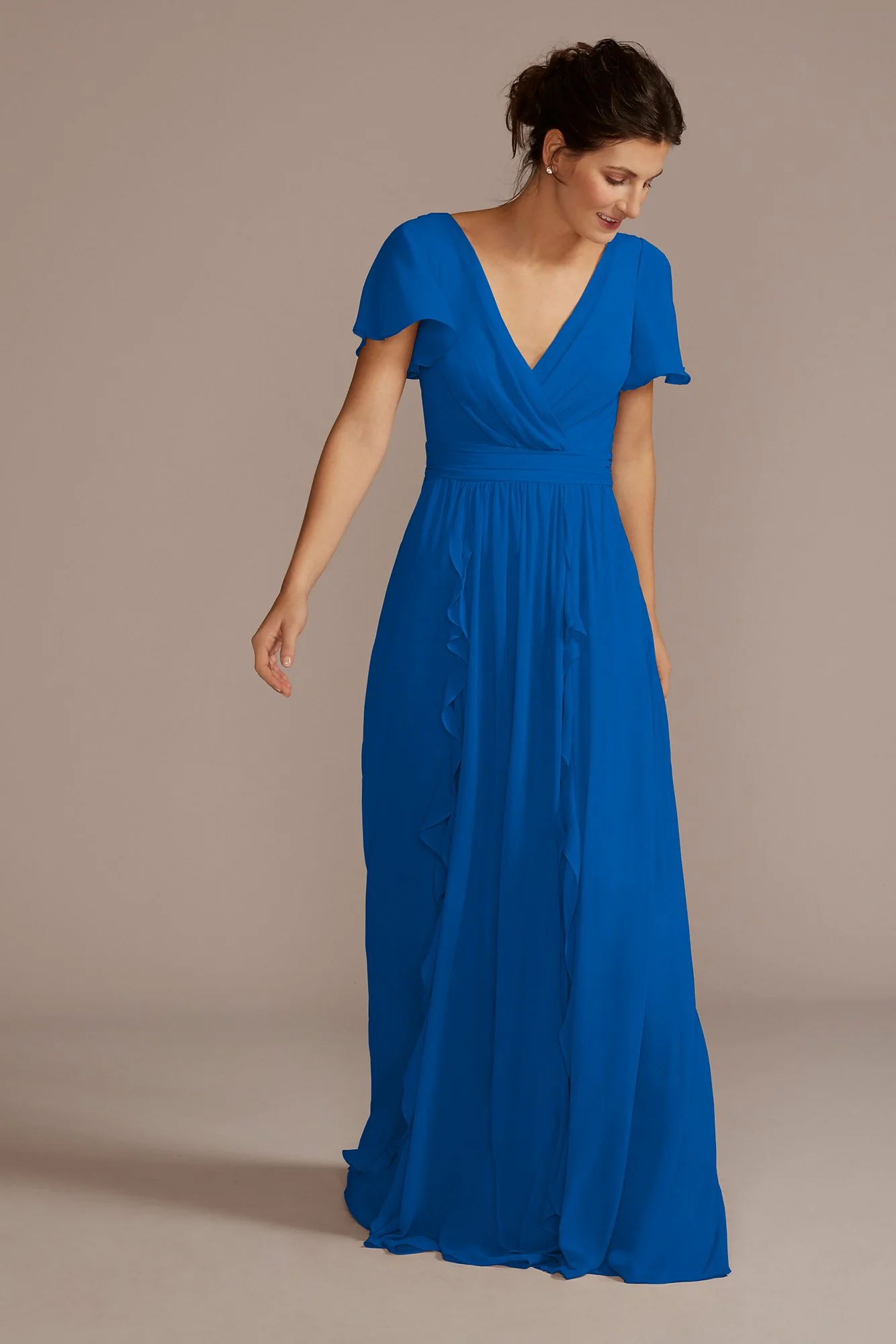 Chiffon Flutter Sleeve Ruffle Dress - Image 21