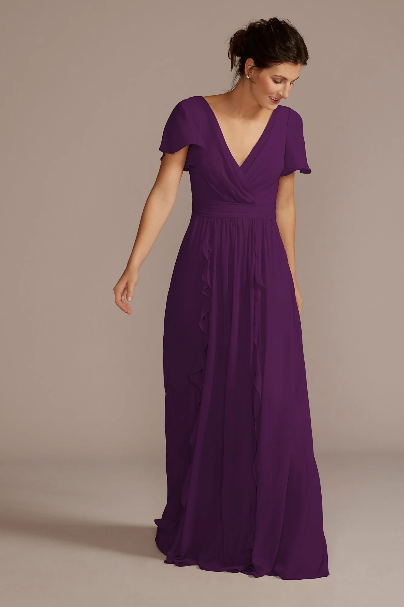 Chiffon Flutter Sleeve Ruffle Dress - Image 25