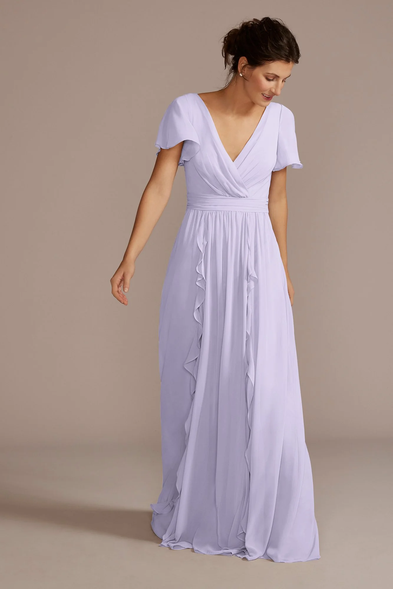 Chiffon Flutter Sleeve Ruffle Dress - Image 27