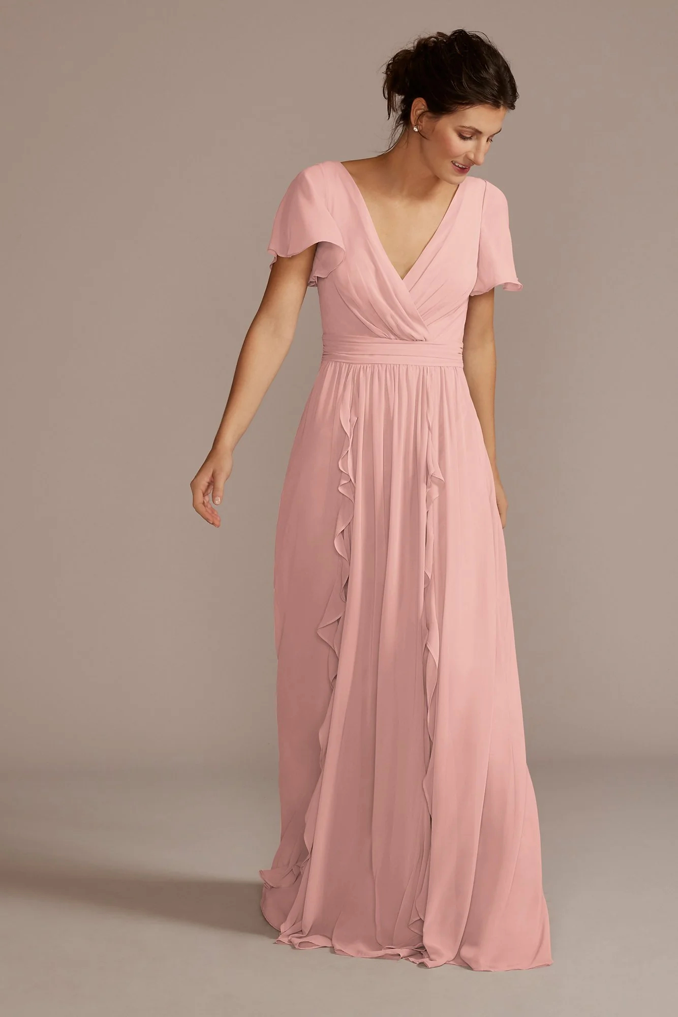 Chiffon Flutter Sleeve Ruffle Dress - Image 32