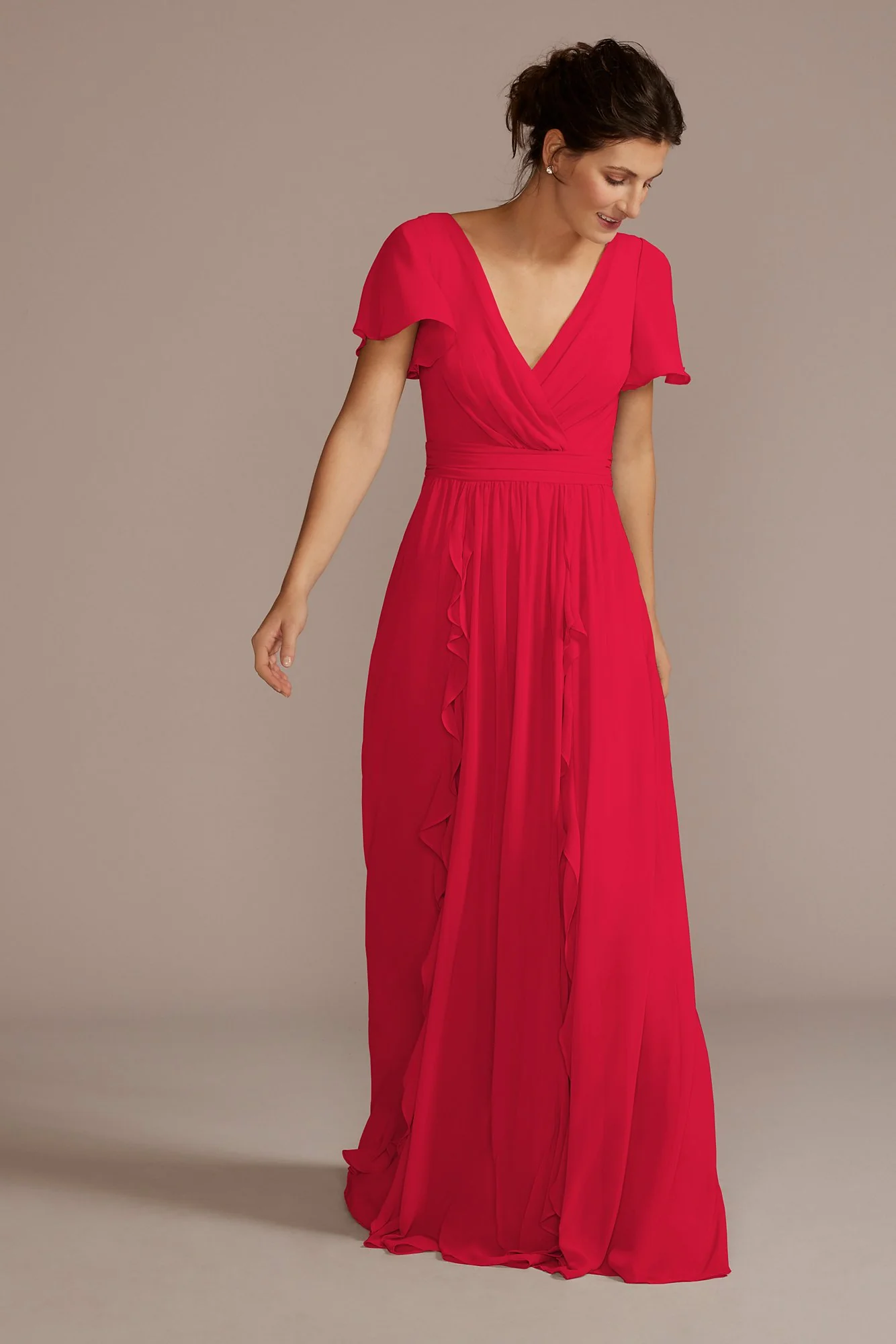 Chiffon Flutter Sleeve Ruffle Dress - Image 37