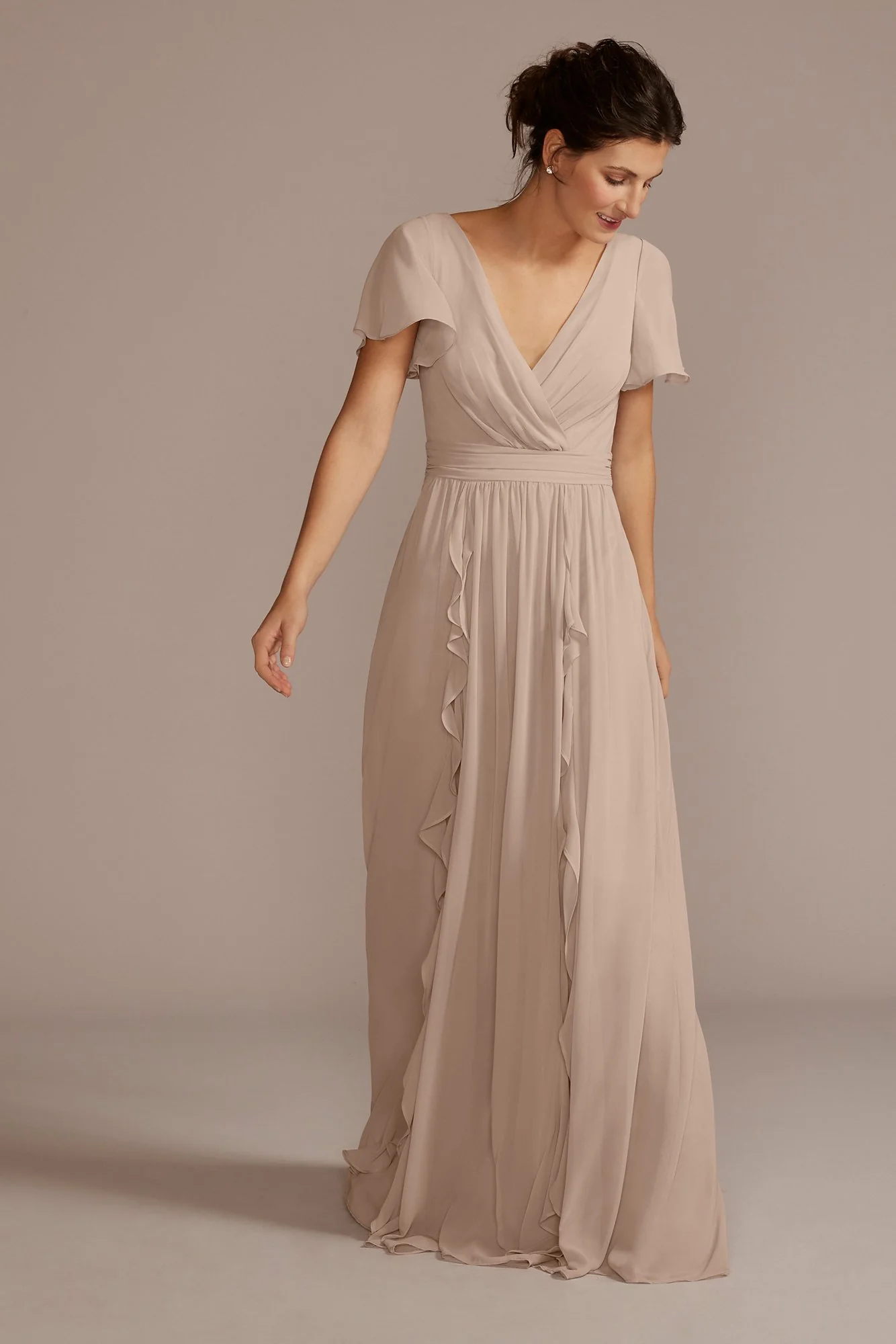 Chiffon Flutter Sleeve Ruffle Dress - Image 38
