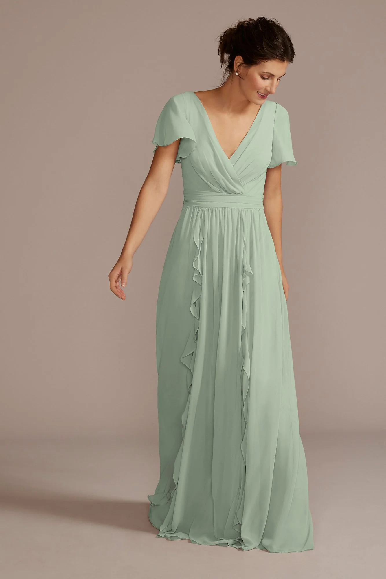 Chiffon Flutter Sleeve Ruffle Dress - Image 6