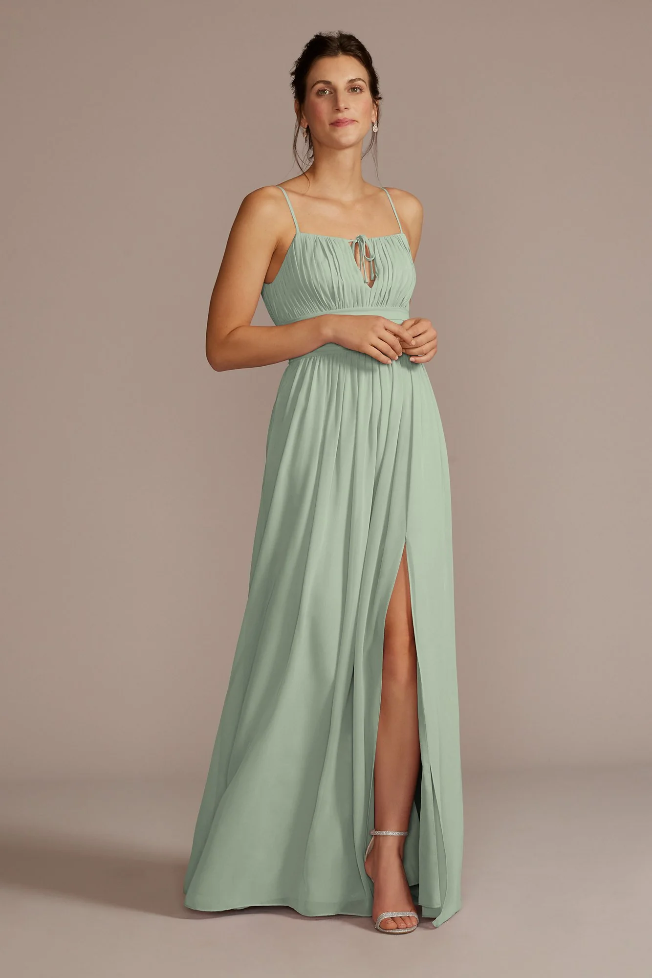 Chiffon Gathered Bodice Dress - Image 2