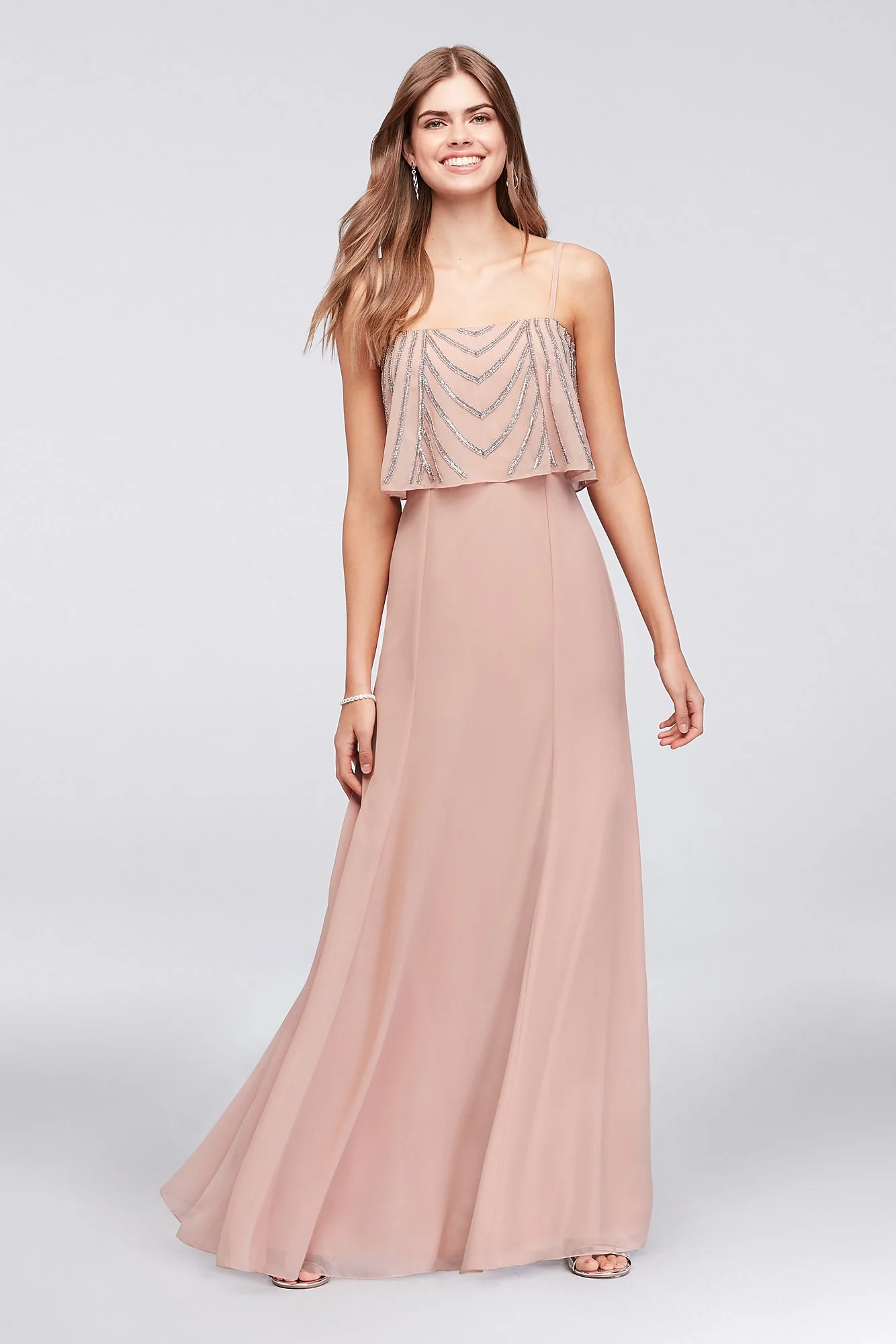Chiffon Gown With Drapey Sequined Bodice