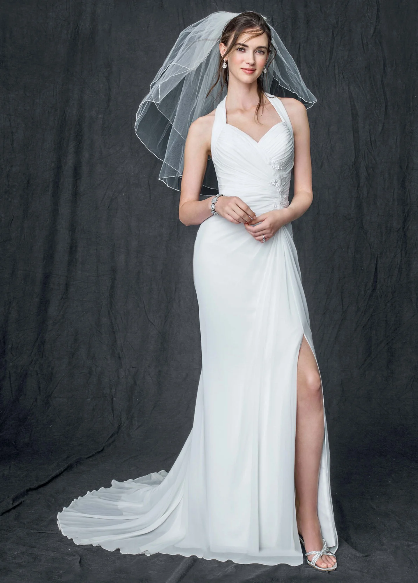 Chiffon Gown with High Slit and Halter Tie Back - Image 2