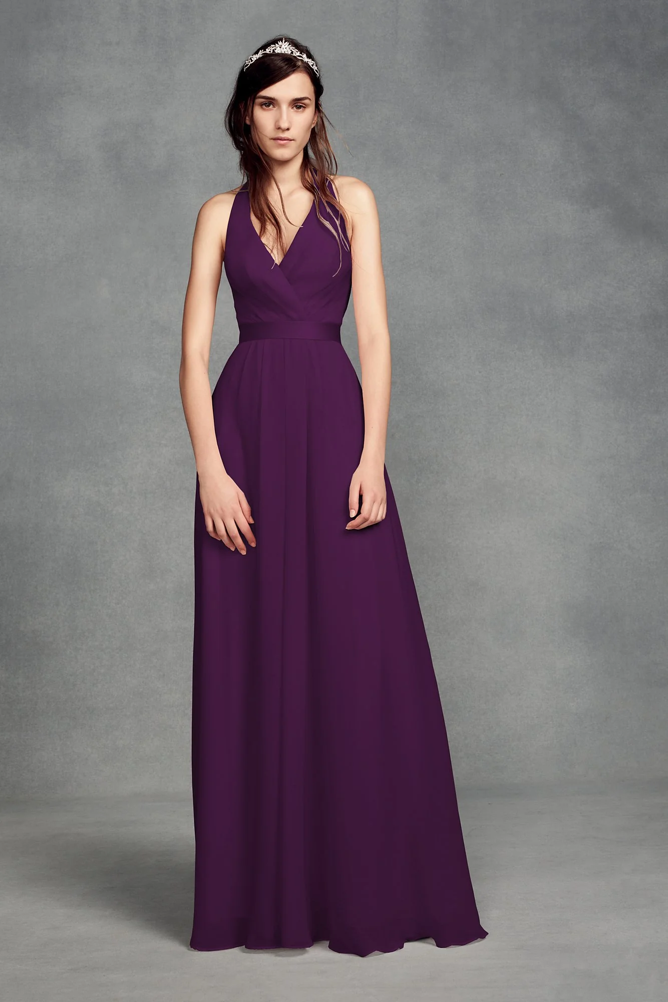 Chiffon Halter Bridesmaid Dress with Tulle Bow - Image 10
