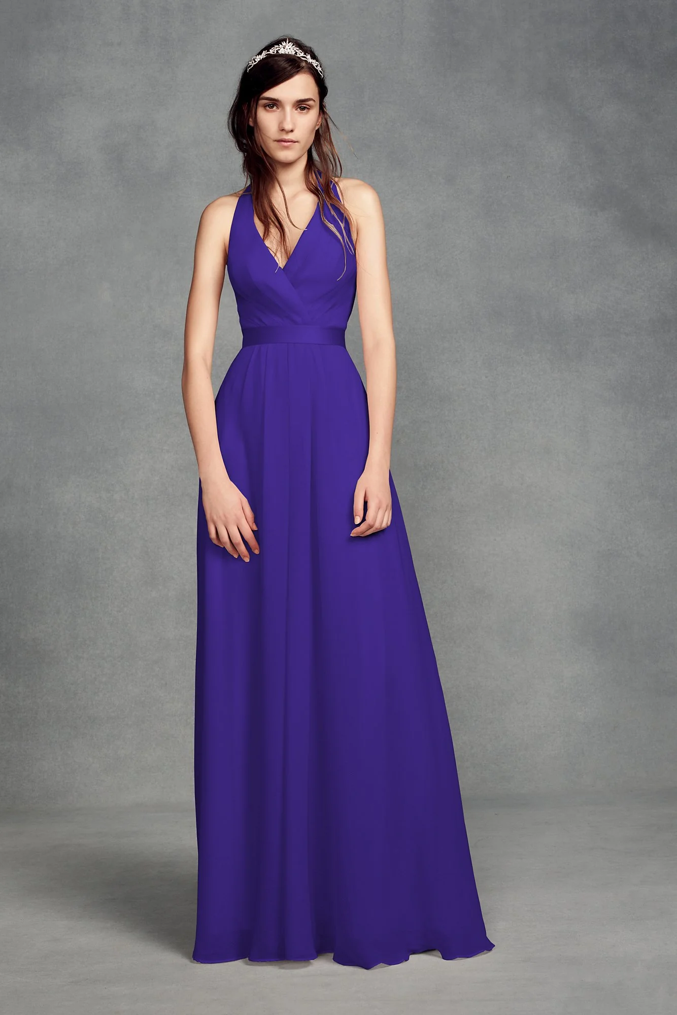 Chiffon Halter Bridesmaid Dress with Tulle Bow - Image 12