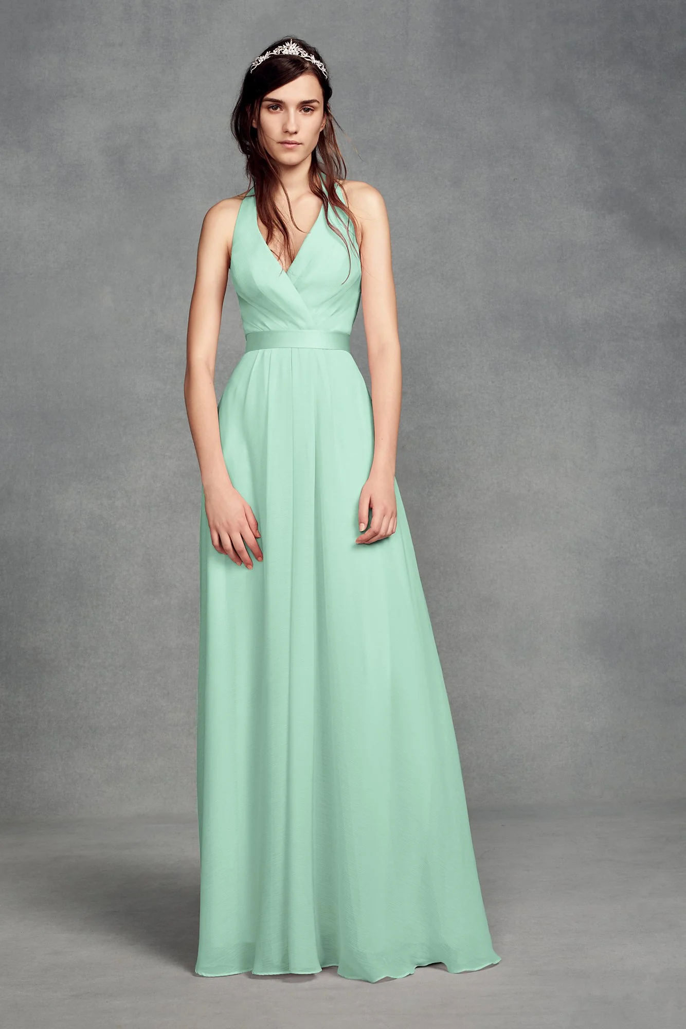 Chiffon Halter Bridesmaid Dress with Tulle Bow - Image 13