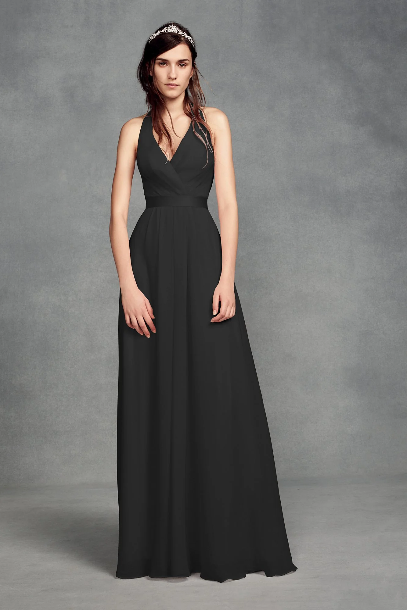 Chiffon Halter Bridesmaid Dress with Tulle Bow - Image 14