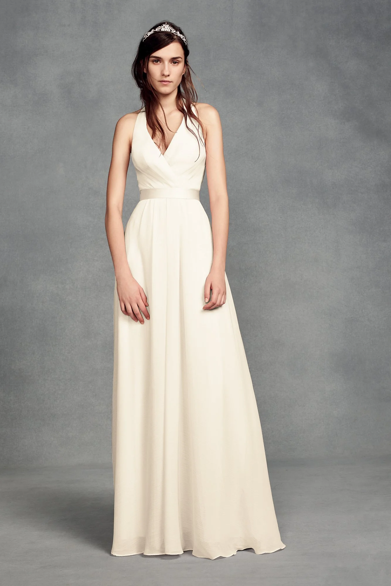 Chiffon Halter Bridesmaid Dress with Tulle Bow - Image 15