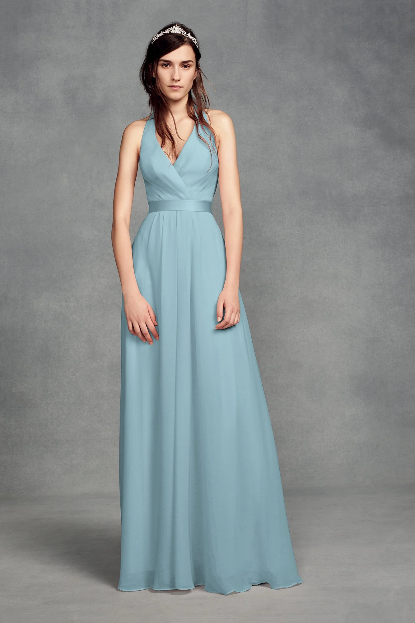 Chiffon Halter Bridesmaid Dress with Tulle Bow - Image 16