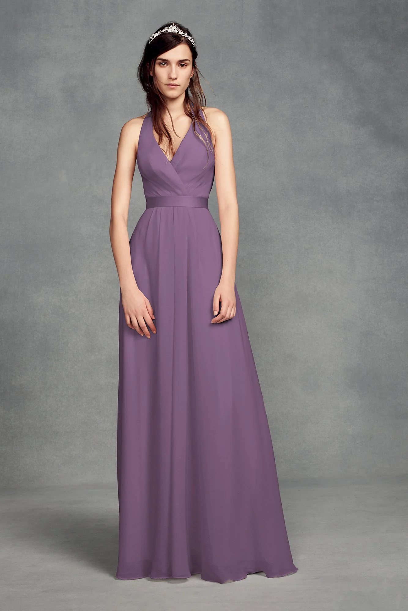Chiffon Halter Bridesmaid Dress with Tulle Bow - Image 18