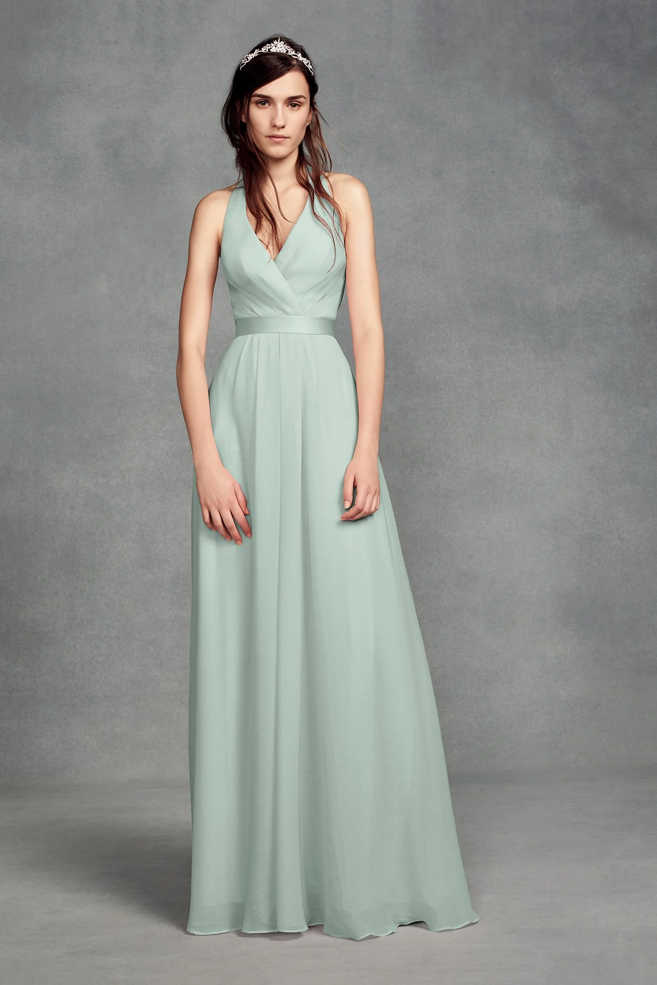 Chiffon Halter Bridesmaid Dress with Tulle Bow - Image 19