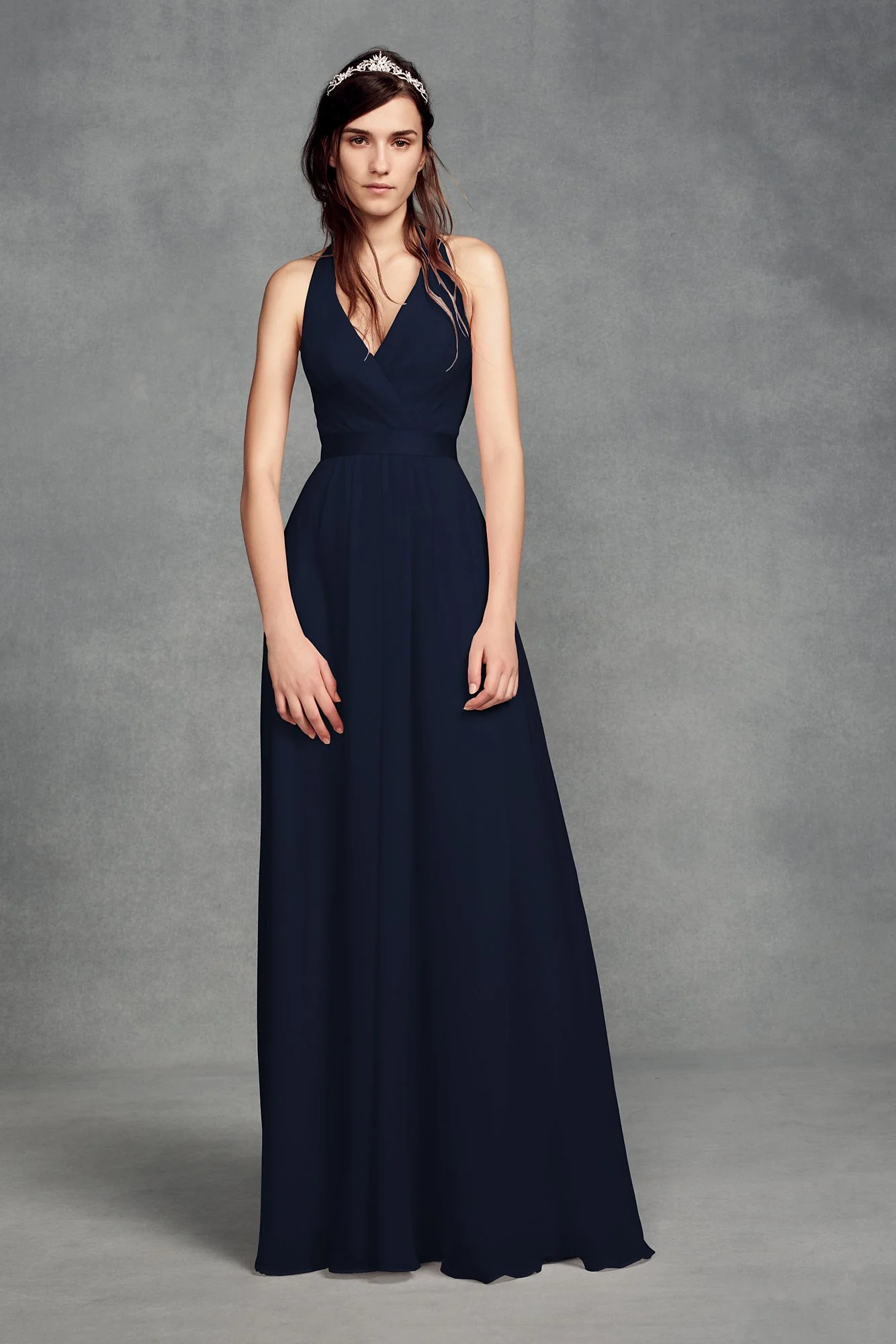 Chiffon Halter Bridesmaid Dress with Tulle Bow - Image 20