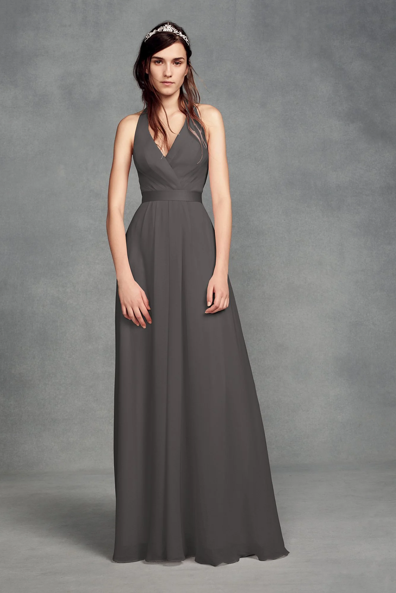 Chiffon Halter Bridesmaid Dress with Tulle Bow - Image 21