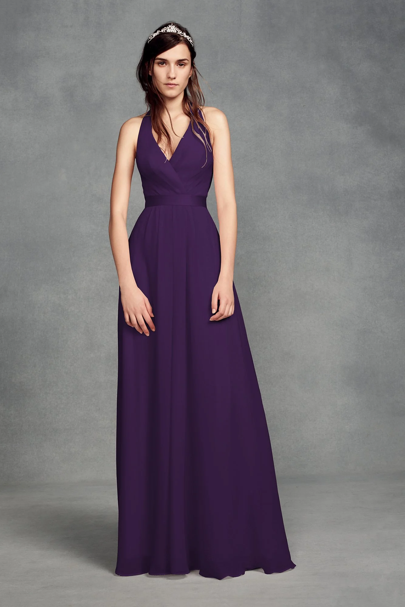 Chiffon Halter Bridesmaid Dress with Tulle Bow - Image 22