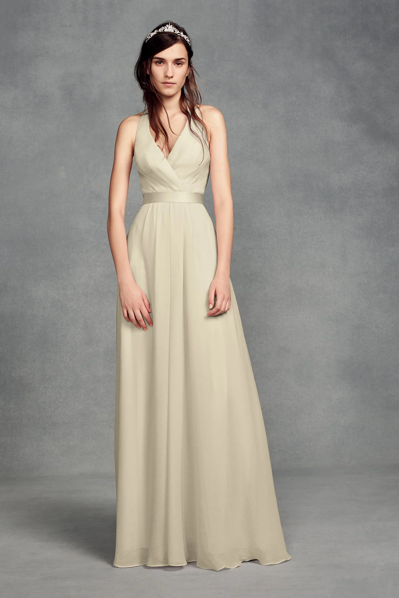 Chiffon Halter Bridesmaid Dress with Tulle Bow - Image 23