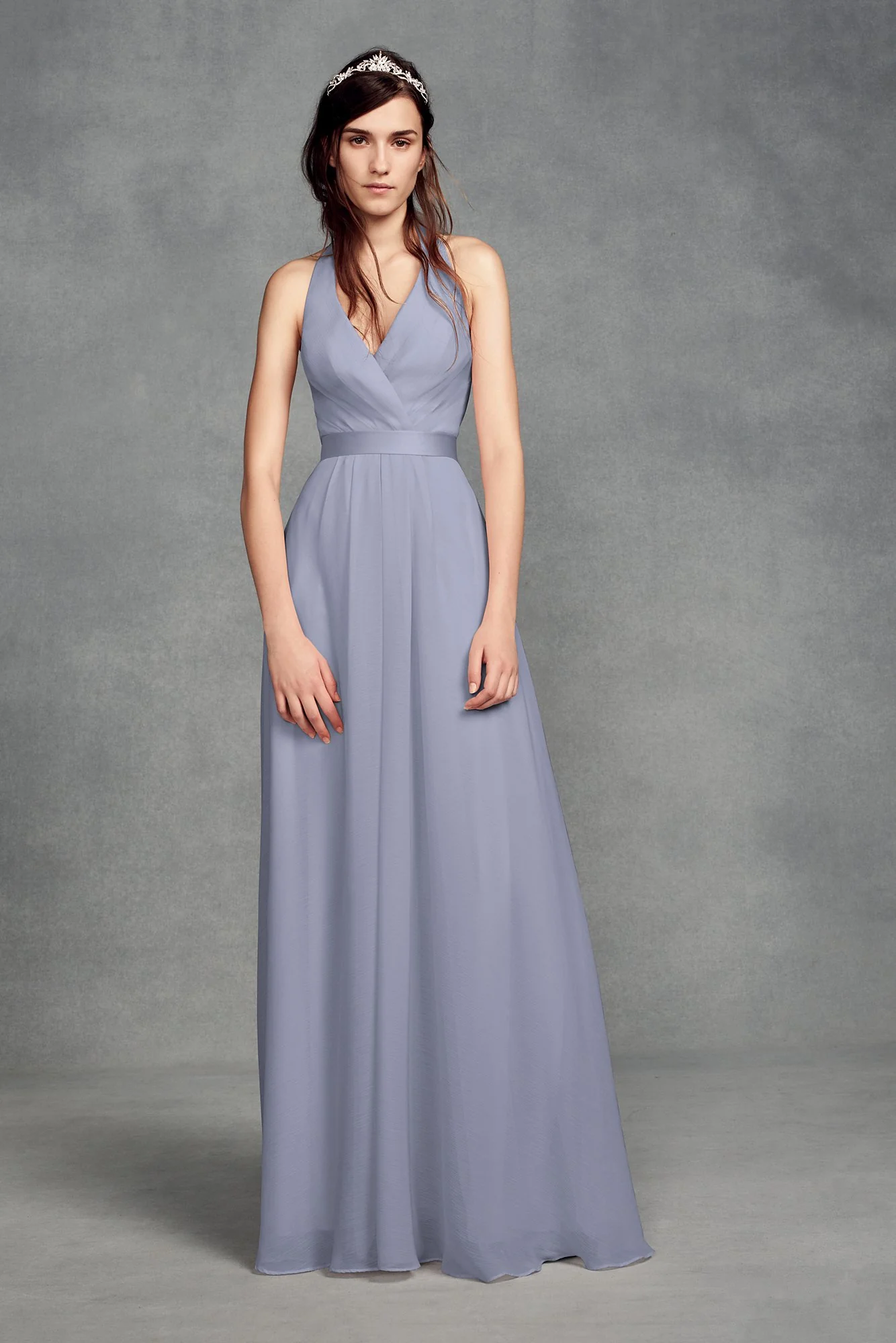Chiffon Halter Bridesmaid Dress with Tulle Bow - Image 25
